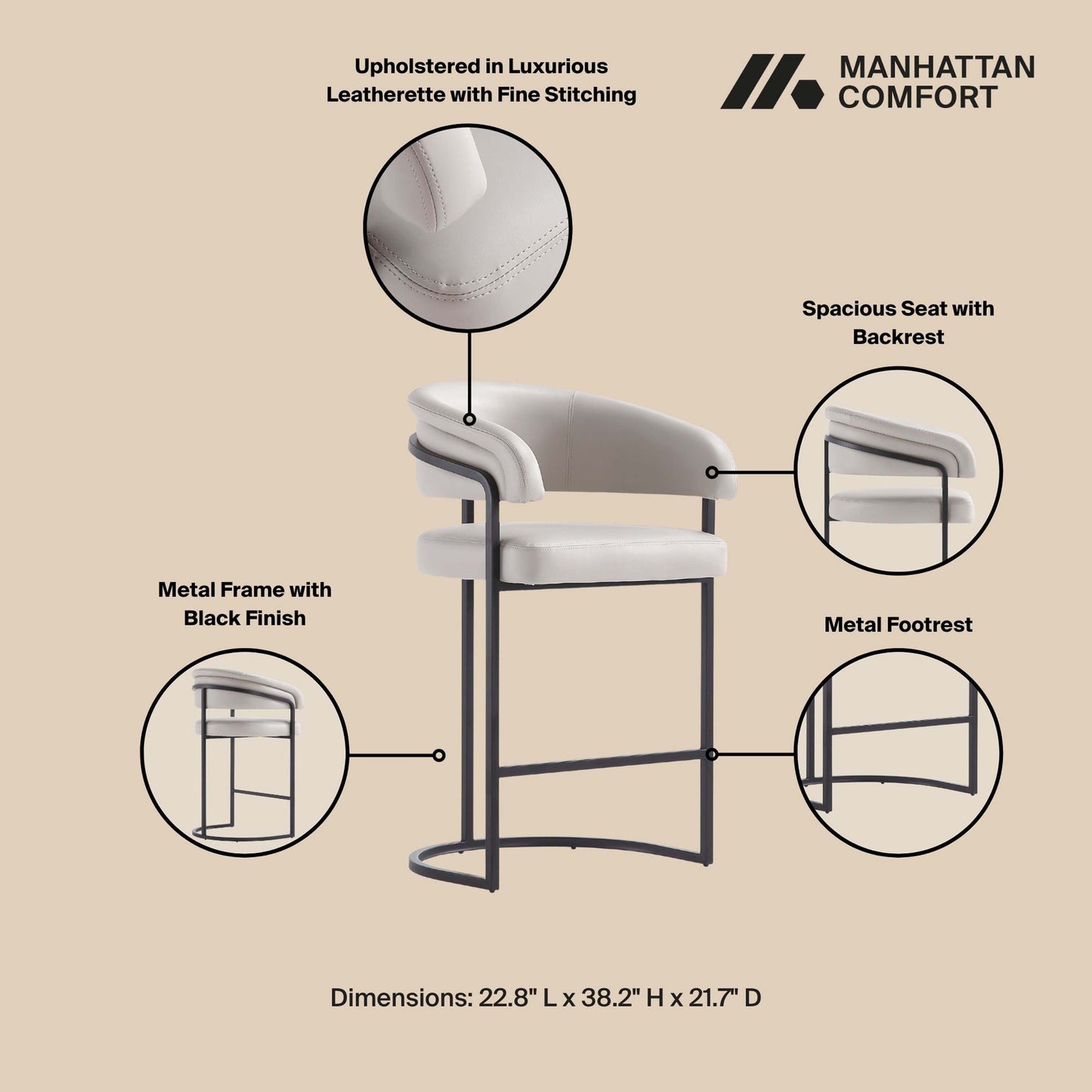 Manhattan Comfort Augusta Counter Stool