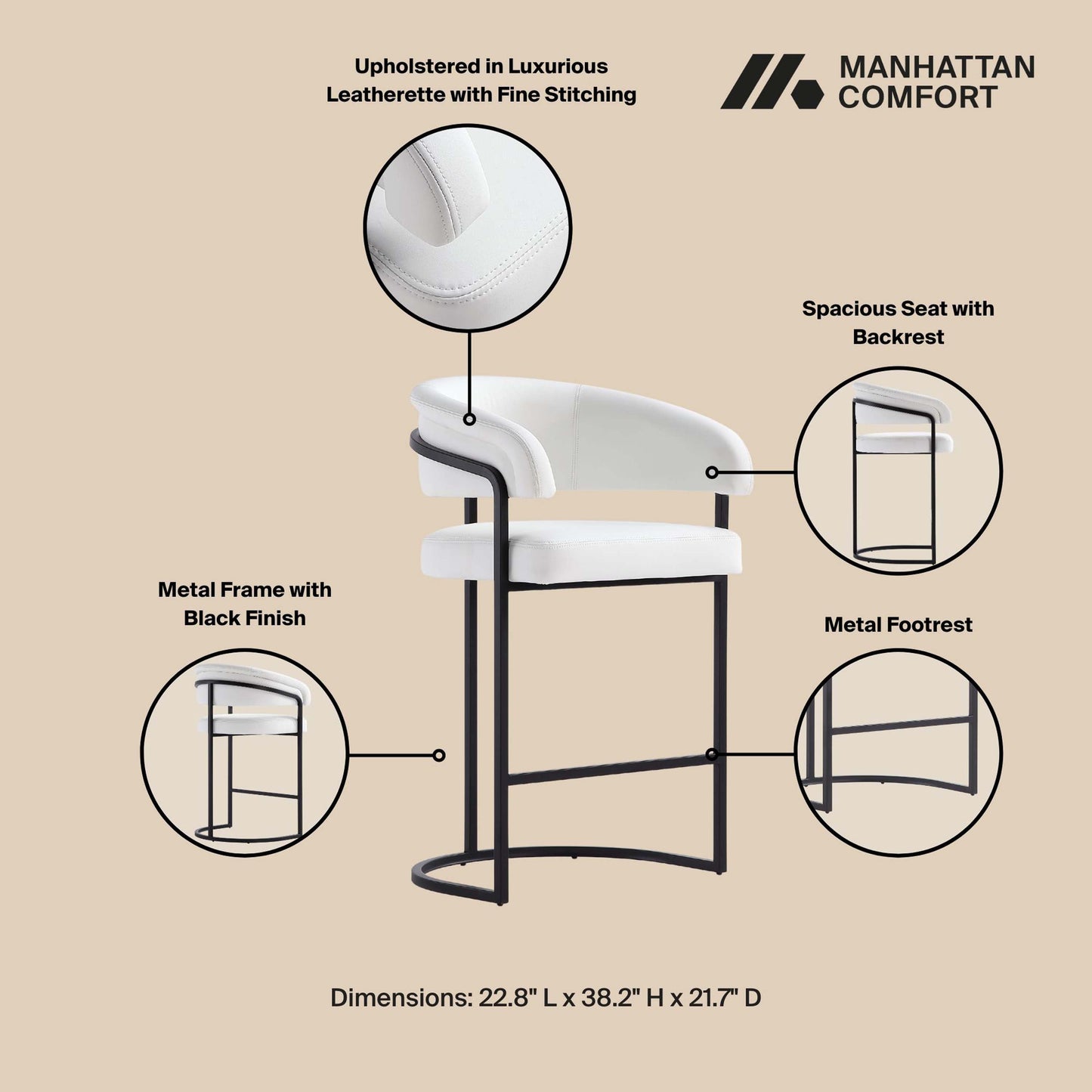 Manhattan Comfort Augusta Counter Stool