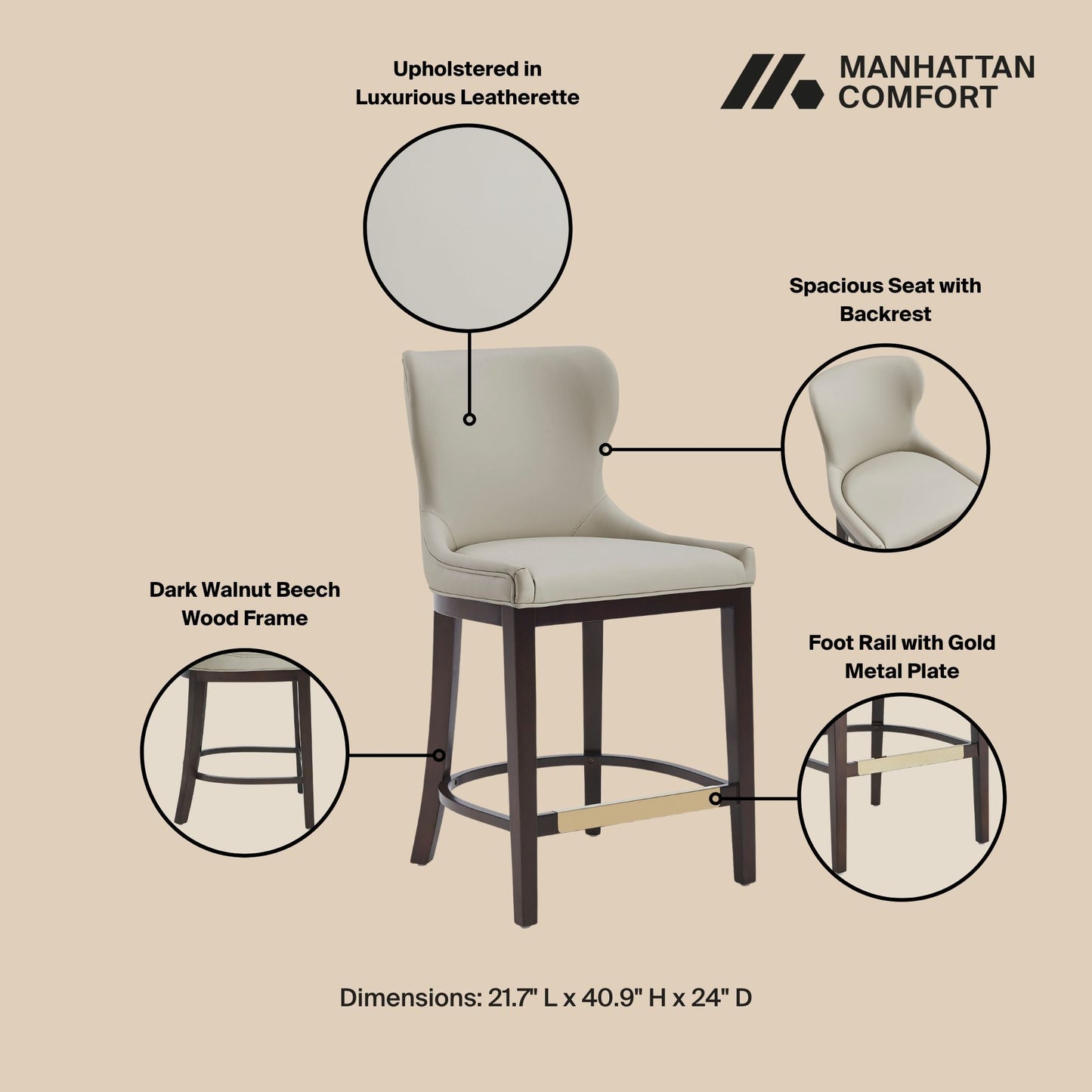 Manhattan Comfort Blair Counter Stool