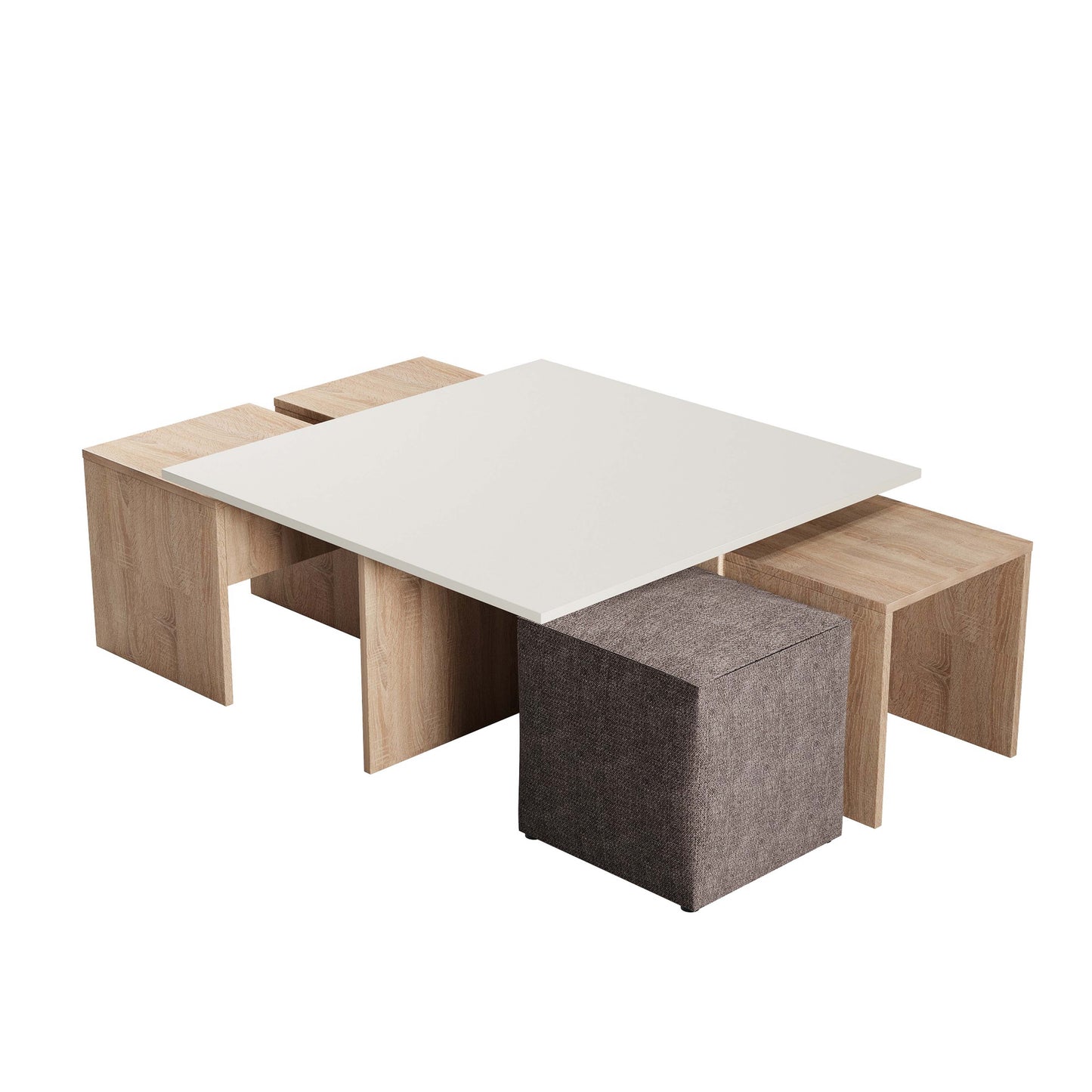 Manhattan Comfort Haley Coffee Table and Ottoman Set