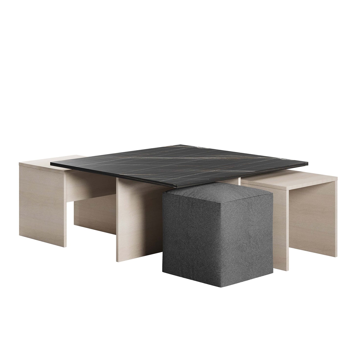 Manhattan Comfort Haley Coffee Table and Ottoman Set