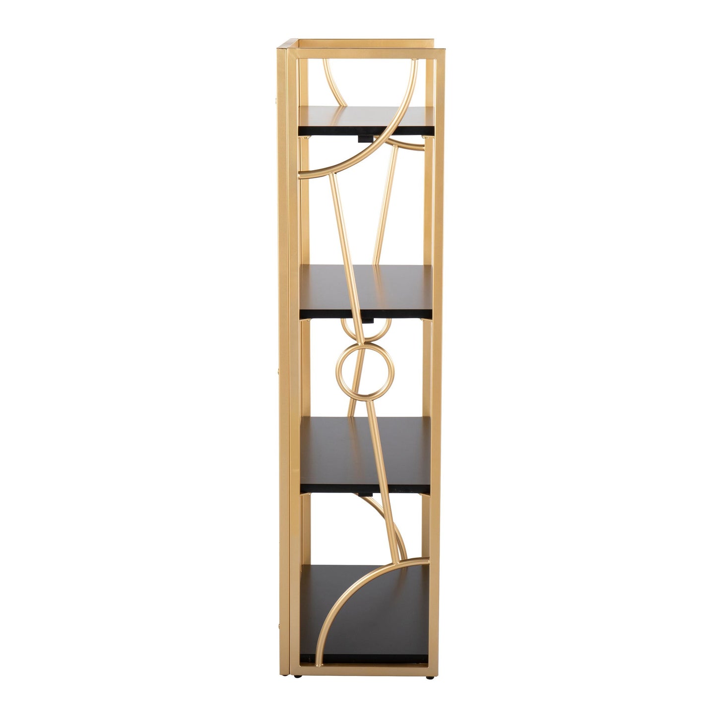 Majestic Office Furniture Contemporary Bookcase in Gold Metal and Black Wood