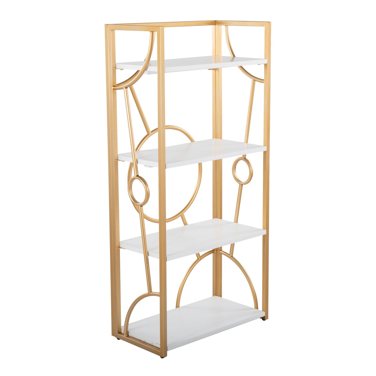 Majestic Office Furniture Contemporary Bookcase in Gold Metal and Black Wood