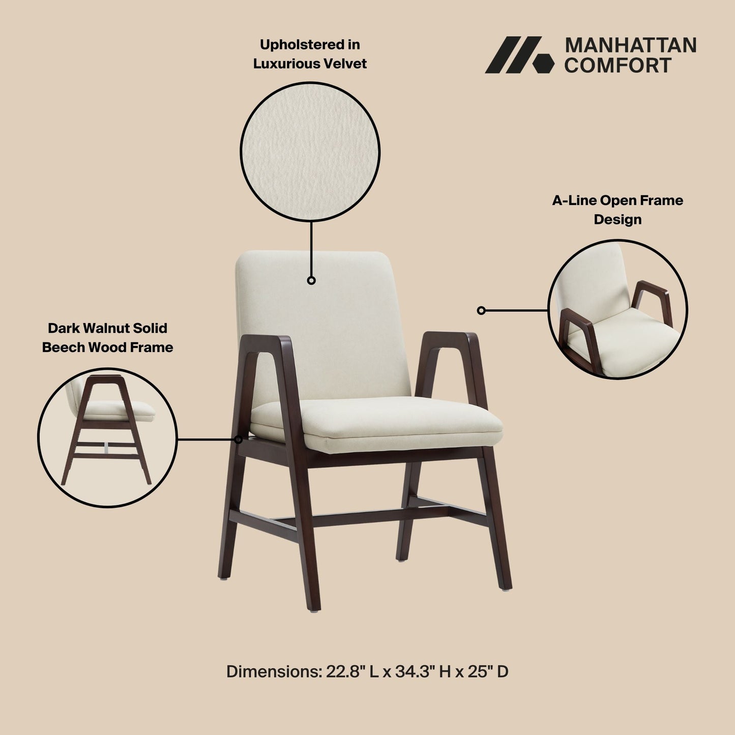 Manhattan Comfort Stella Dining Armchair