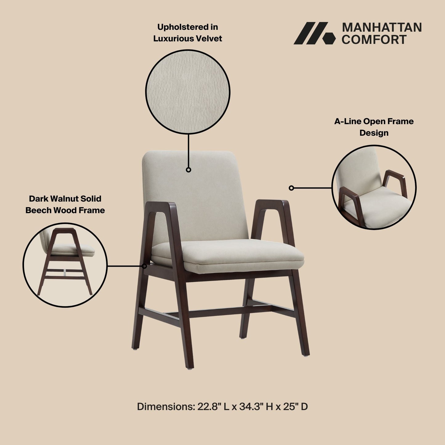 Manhattan Comfort Stella Dining Armchair