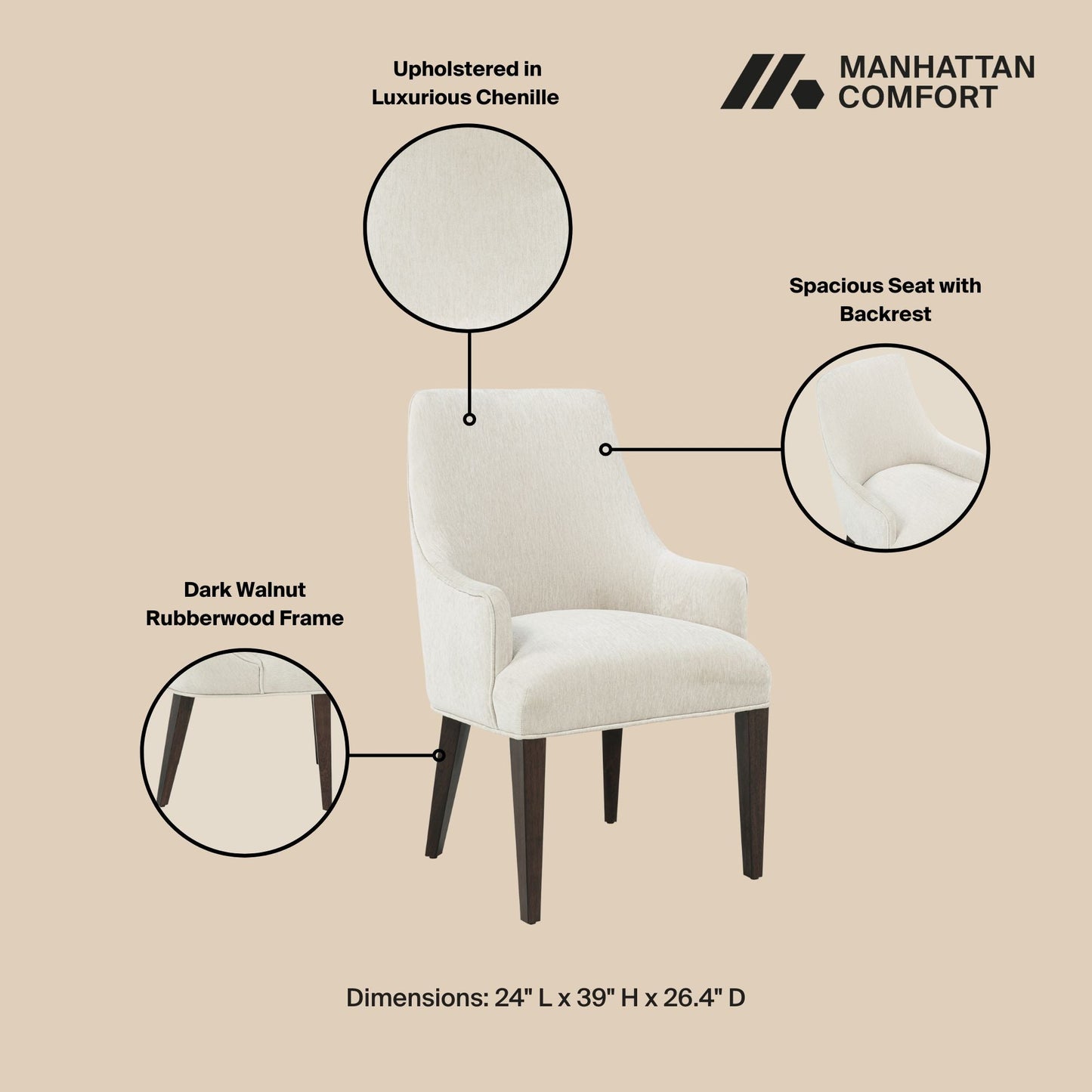 Manhattan Comfort Beever Dining Armchair