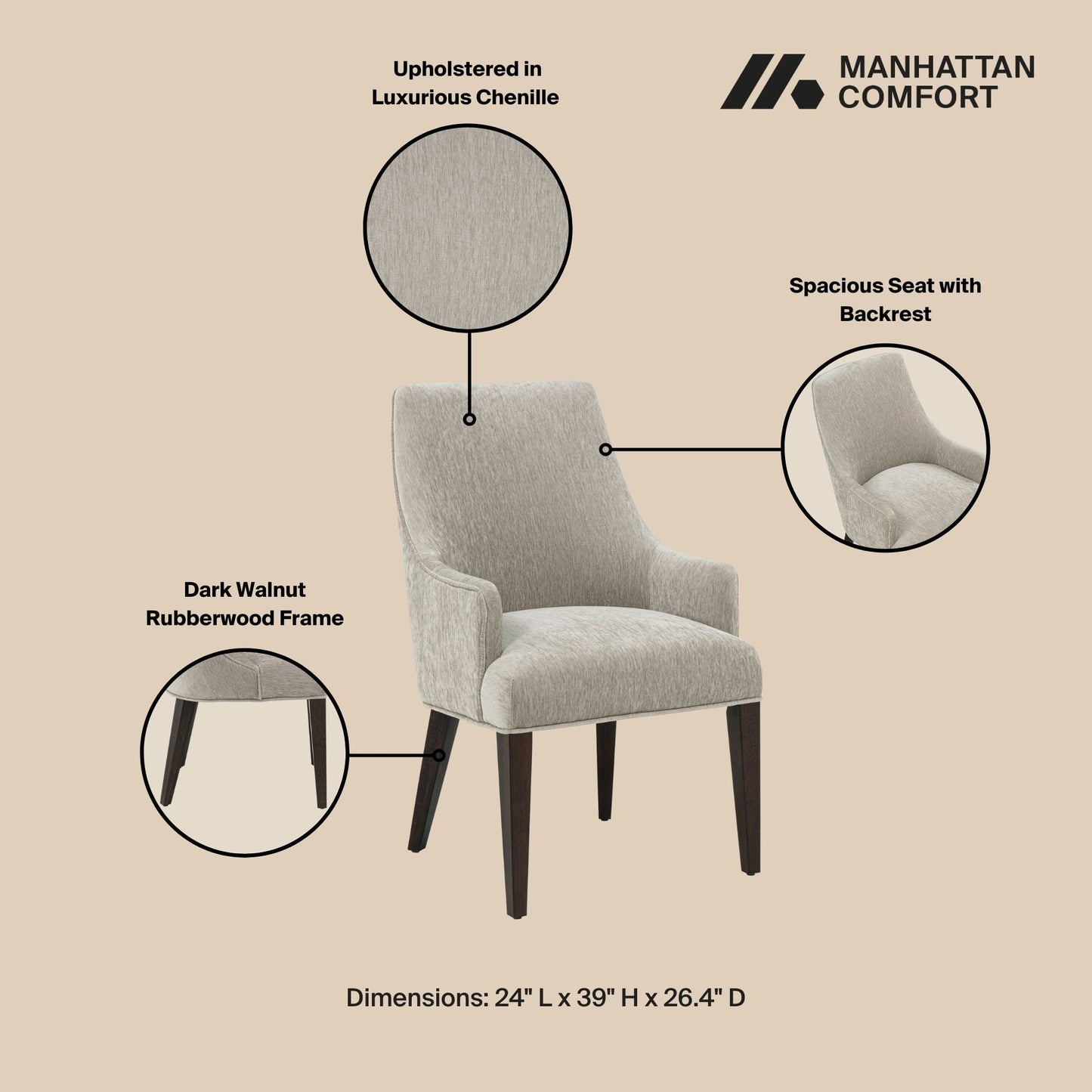Manhattan Comfort Beever Dining Armchair