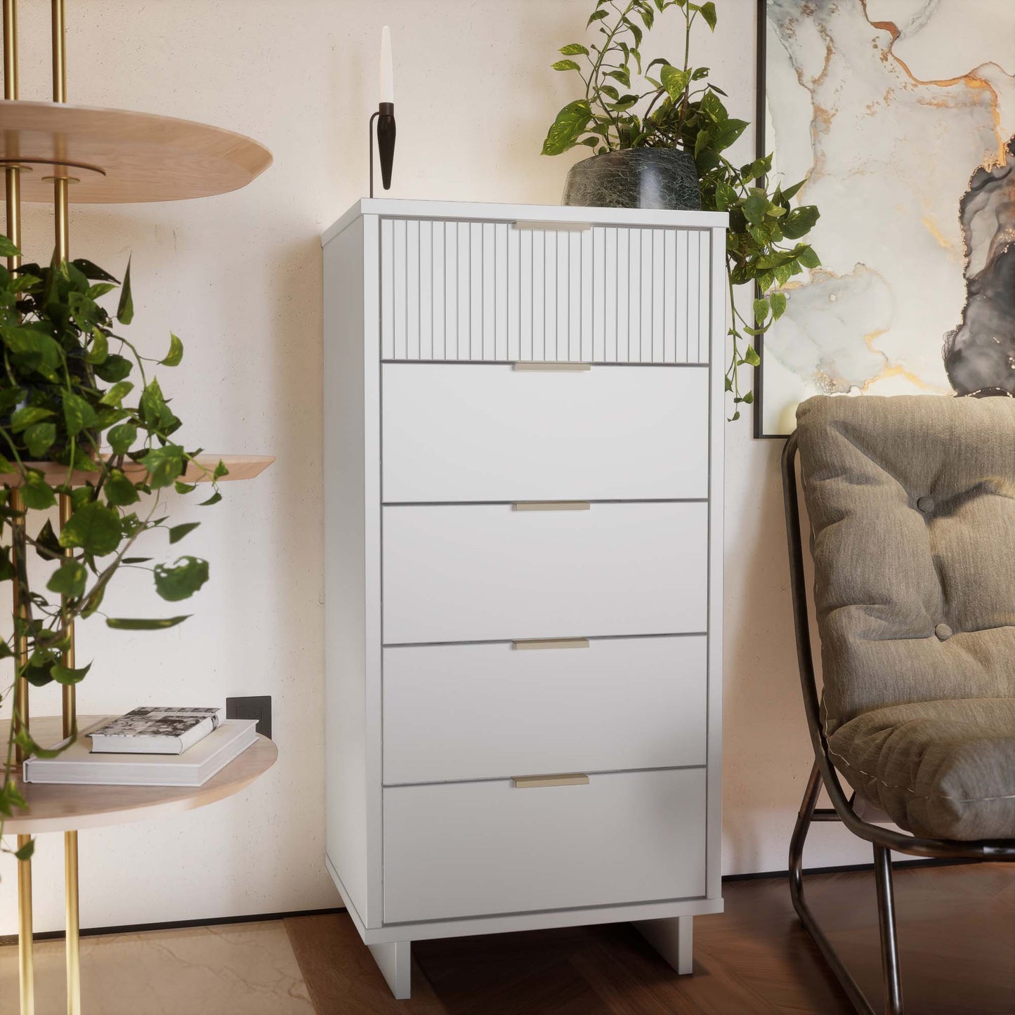 Manhattan Comfort Granville Tall Narrow Dresser