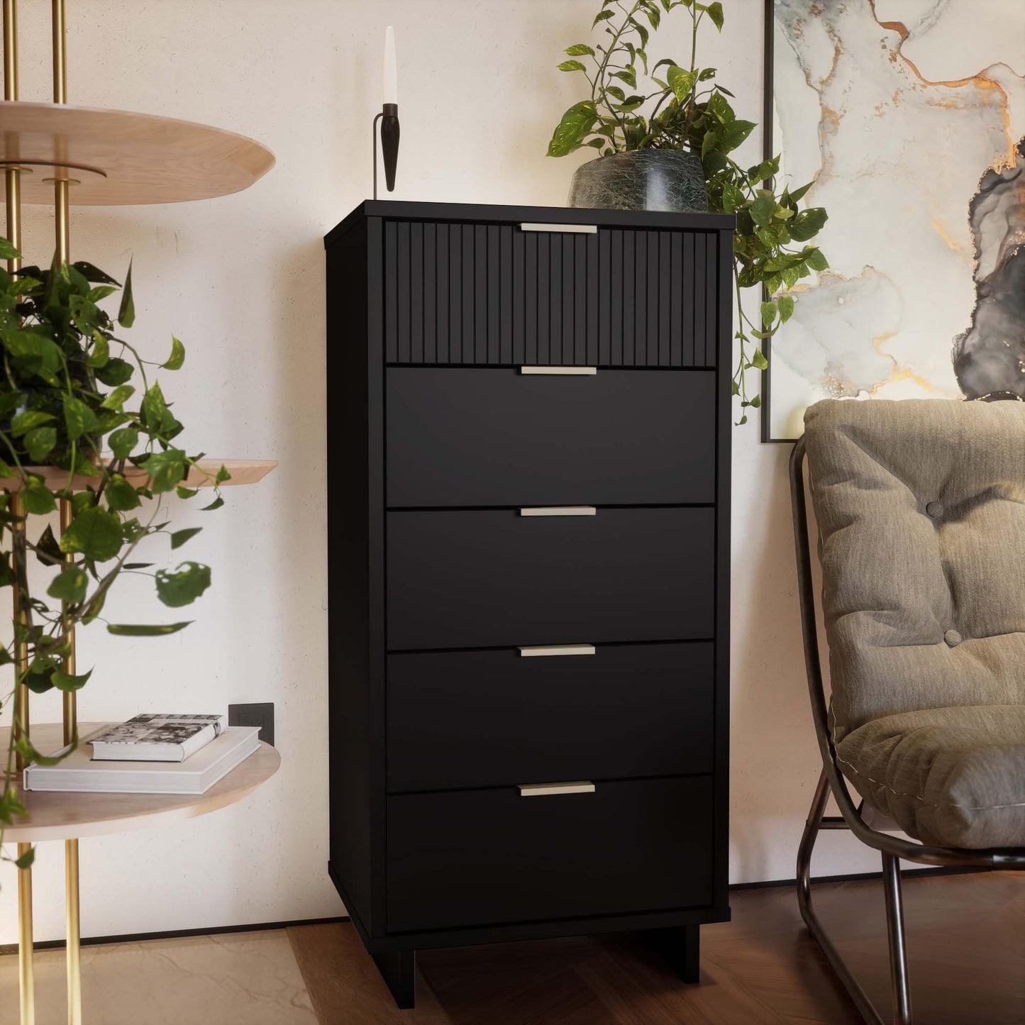 Manhattan Comfort Granville Tall Narrow Dresser