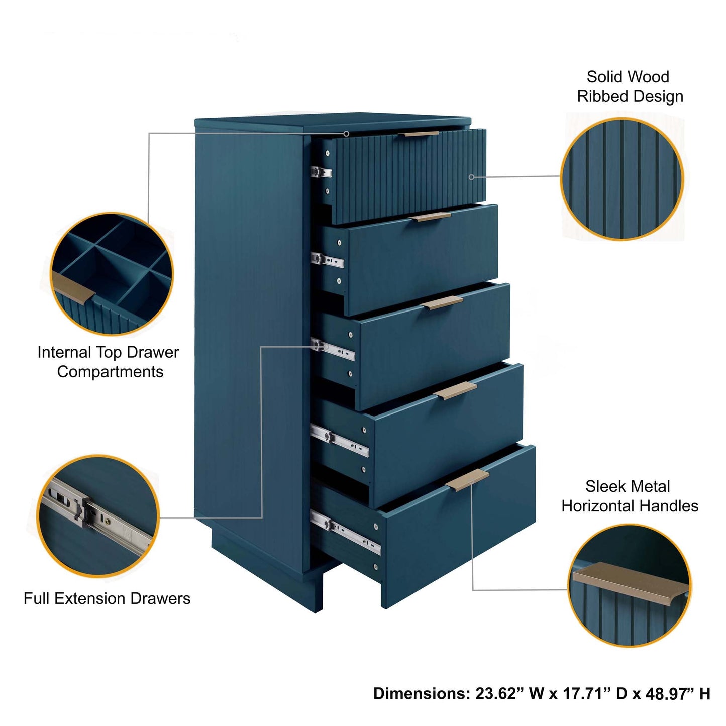 Manhattan Comfort Granville Tall Narrow Dresser