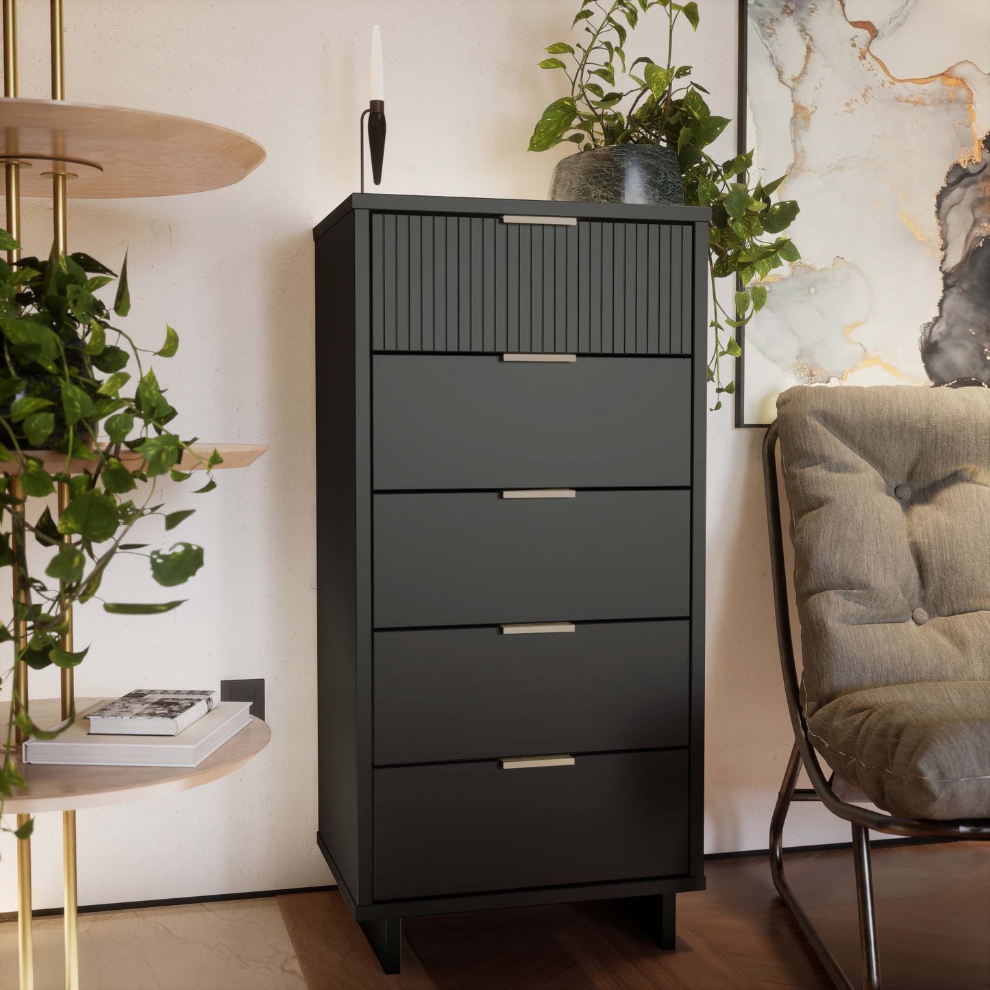 Manhattan Comfort Granville Tall Narrow Dresser