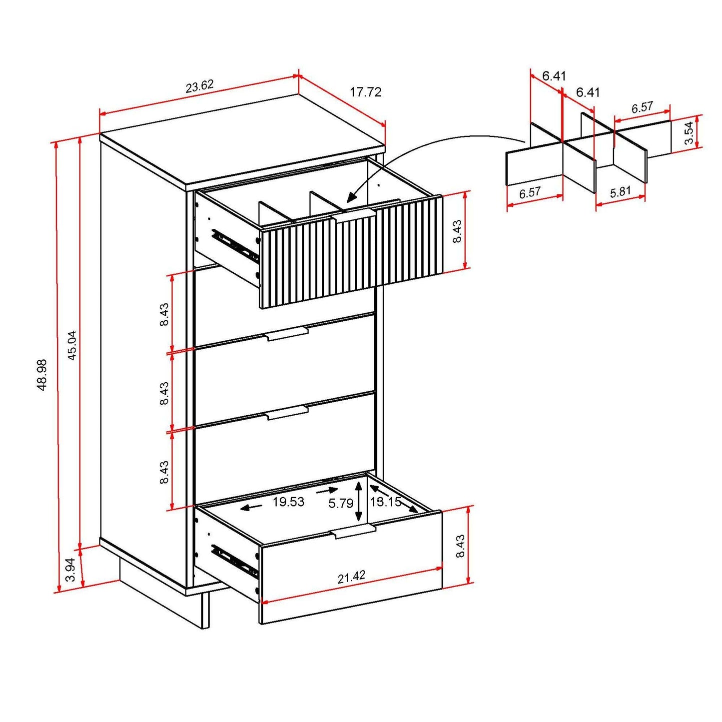 Manhattan Comfort Granville Tall Narrow Dresser