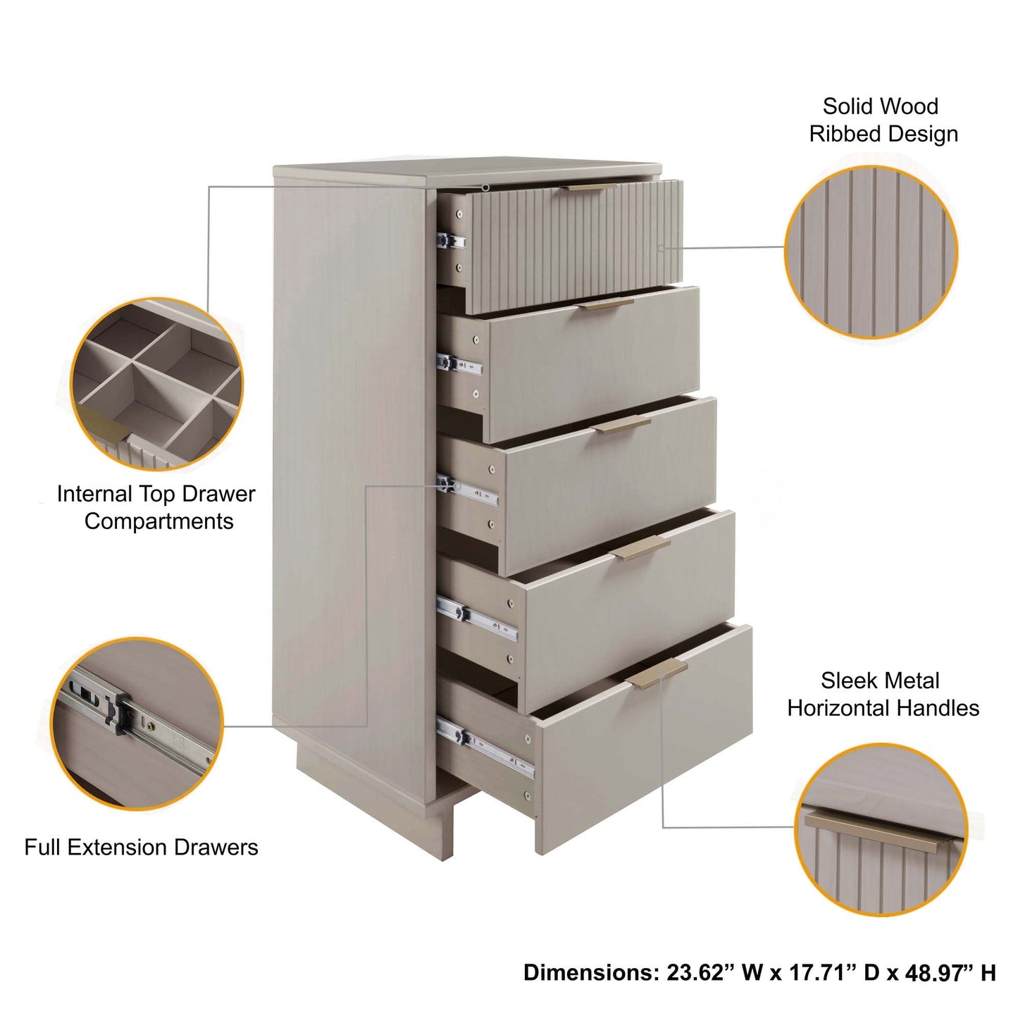Manhattan Comfort Granville Tall Narrow Dresser