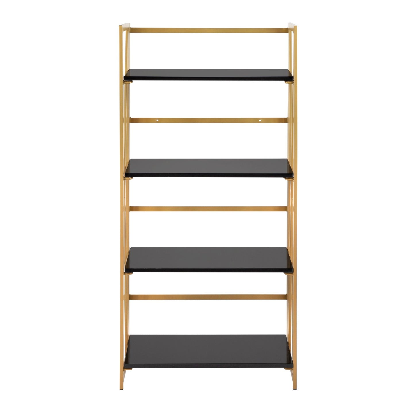 Majestic Office Furniture Contemporary Bookcase in Gold Metal, Black and White Wood