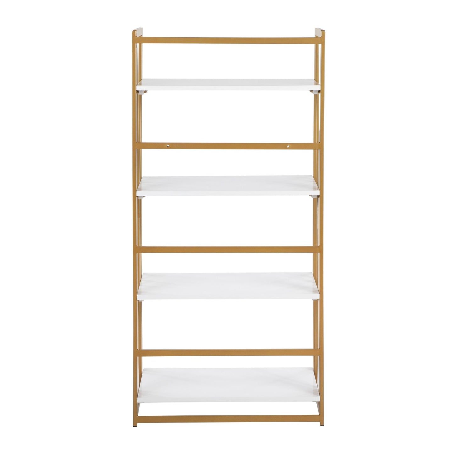 Majestic Office Furniture Contemporary Bookcase in Gold Metal, Black and White Wood