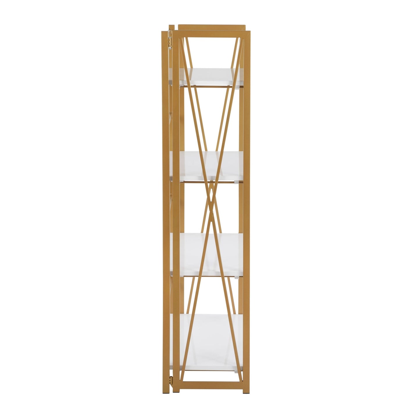 Majestic Office Furniture Contemporary Bookcase in Gold Metal, Black and White Wood