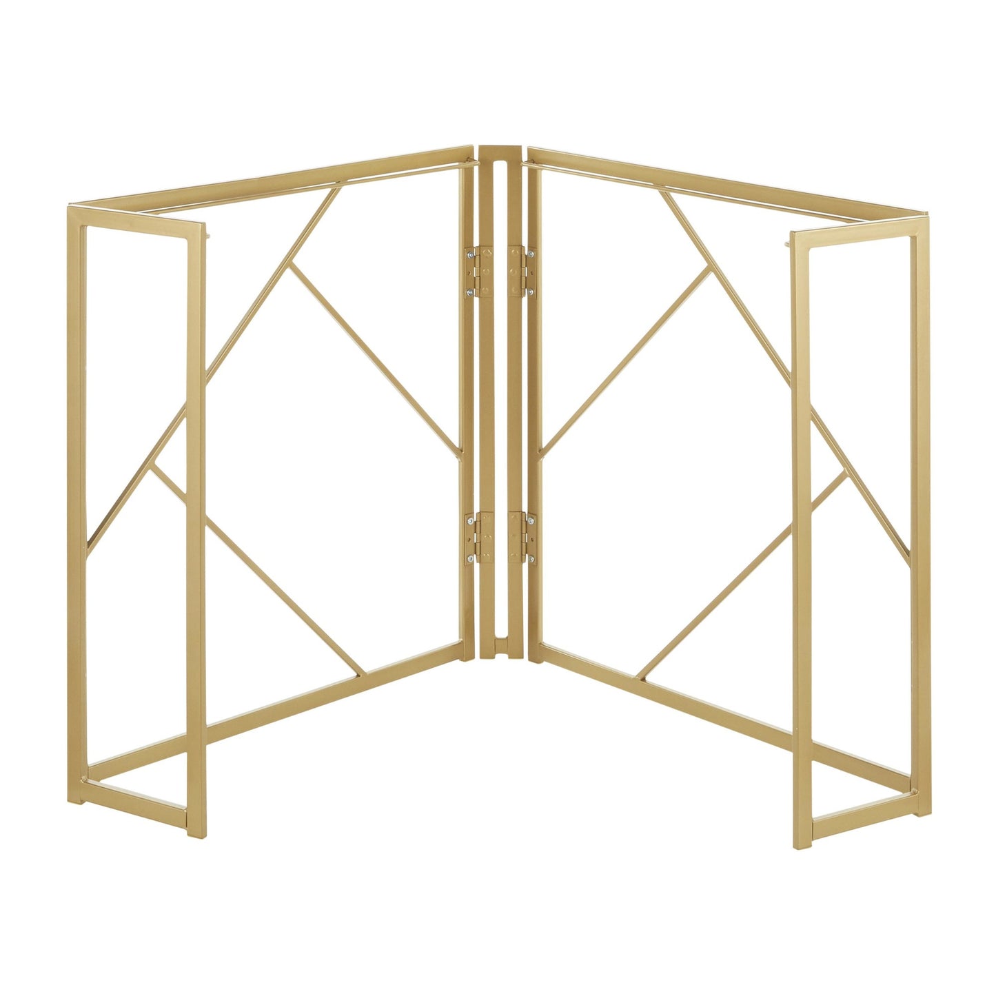 Majestic Office Furniture Contemporary Corner Desk in Gold Metal and White Wood