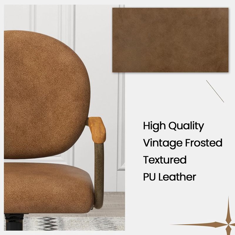 Chromcraft Douglas D1162 Casual Dining Chair Caster Swivel Tilt Fabric Dinning Chair with CAMEL PU