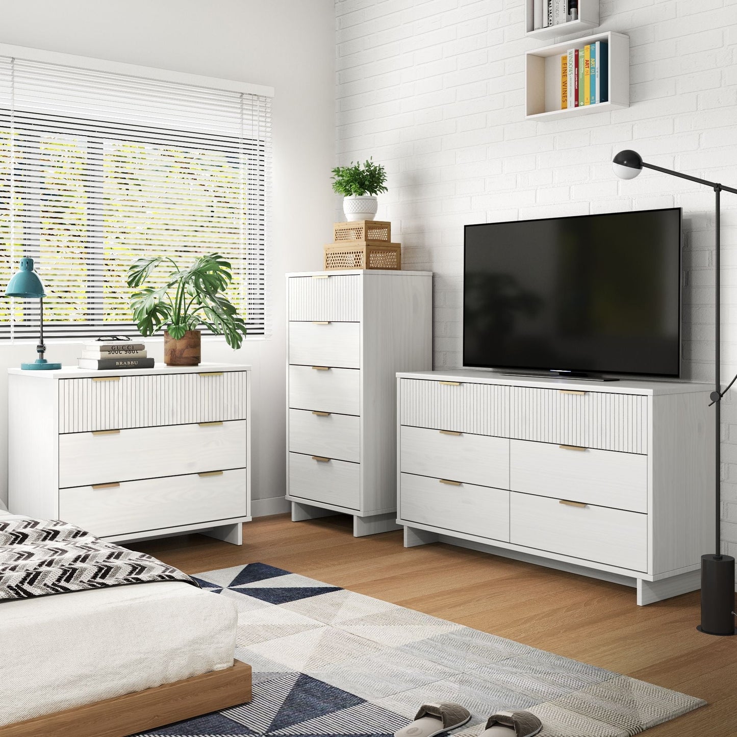 Manhattan Comfort 3-Piece Granville Dresser Set - Tall Narrow, Standard, Double Dresser