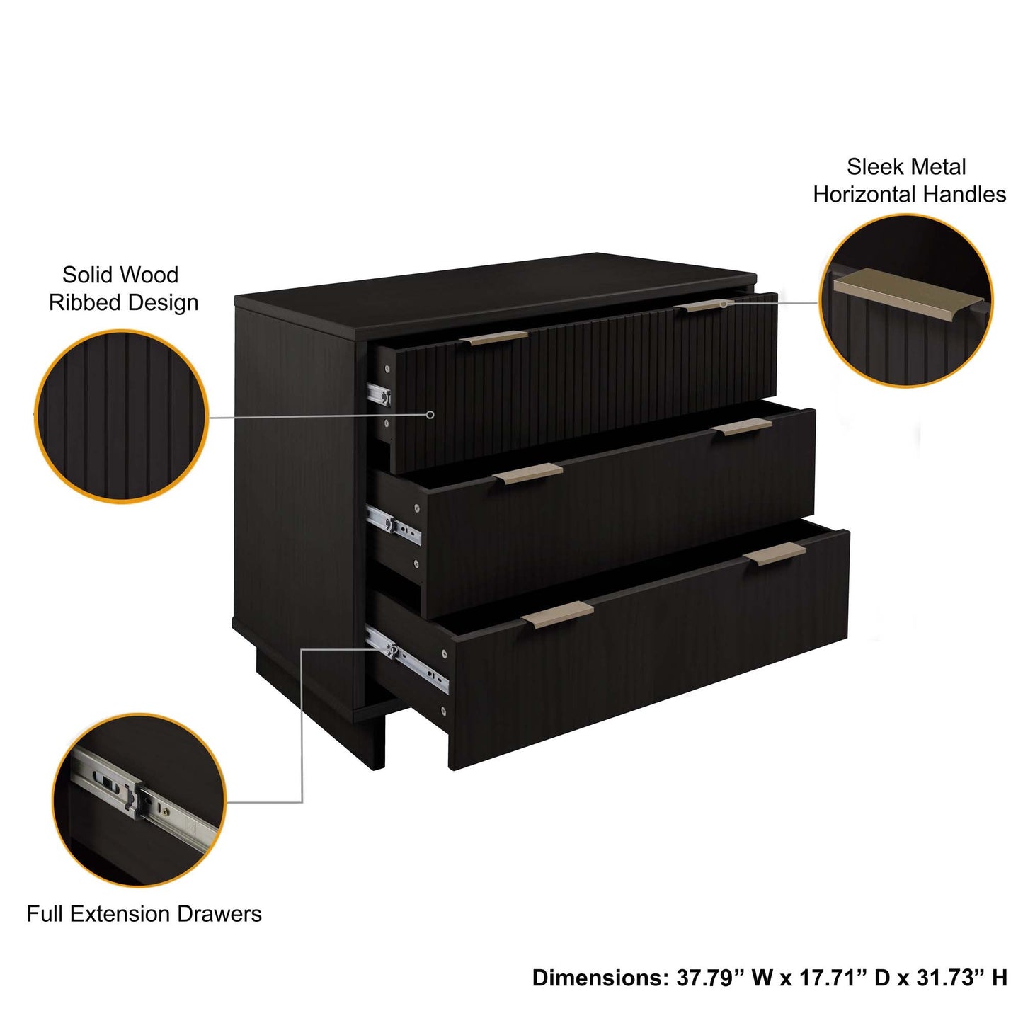Manhattan Comfort 3-Piece Granville Dresser Set - Tall Narrow, Standard, Double Dresser