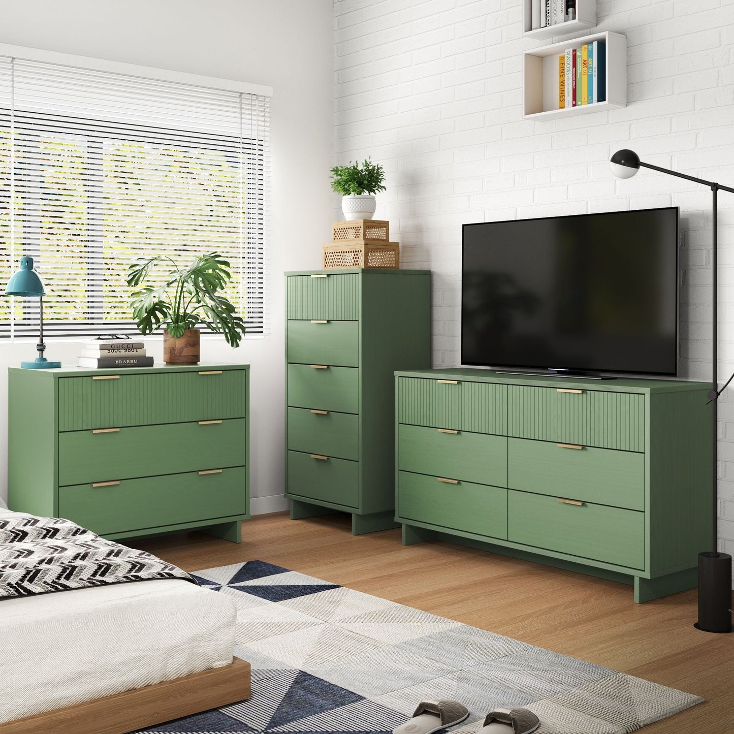 Manhattan Comfort 3-Piece Granville Dresser Set - Tall Narrow, Standard, Double Dresser