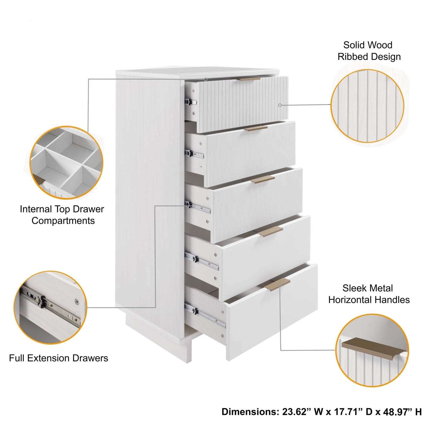 Manhattan Comfort 3-Piece Granville Dresser Set - Tall Narrow, Double Dresser, and Nightstand