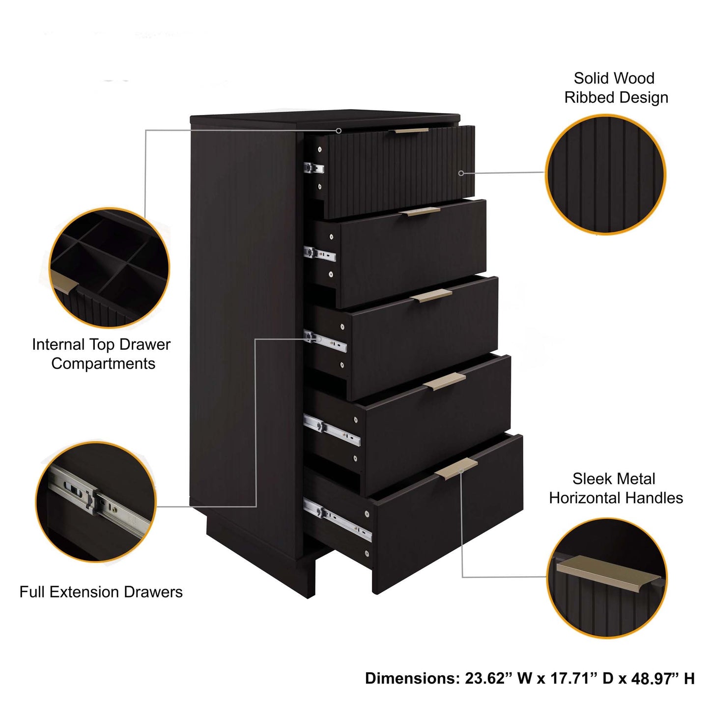 Manhattan Comfort 3-Piece Granville Dresser Set - Tall Narrow, Double Dresser, and Nightstand