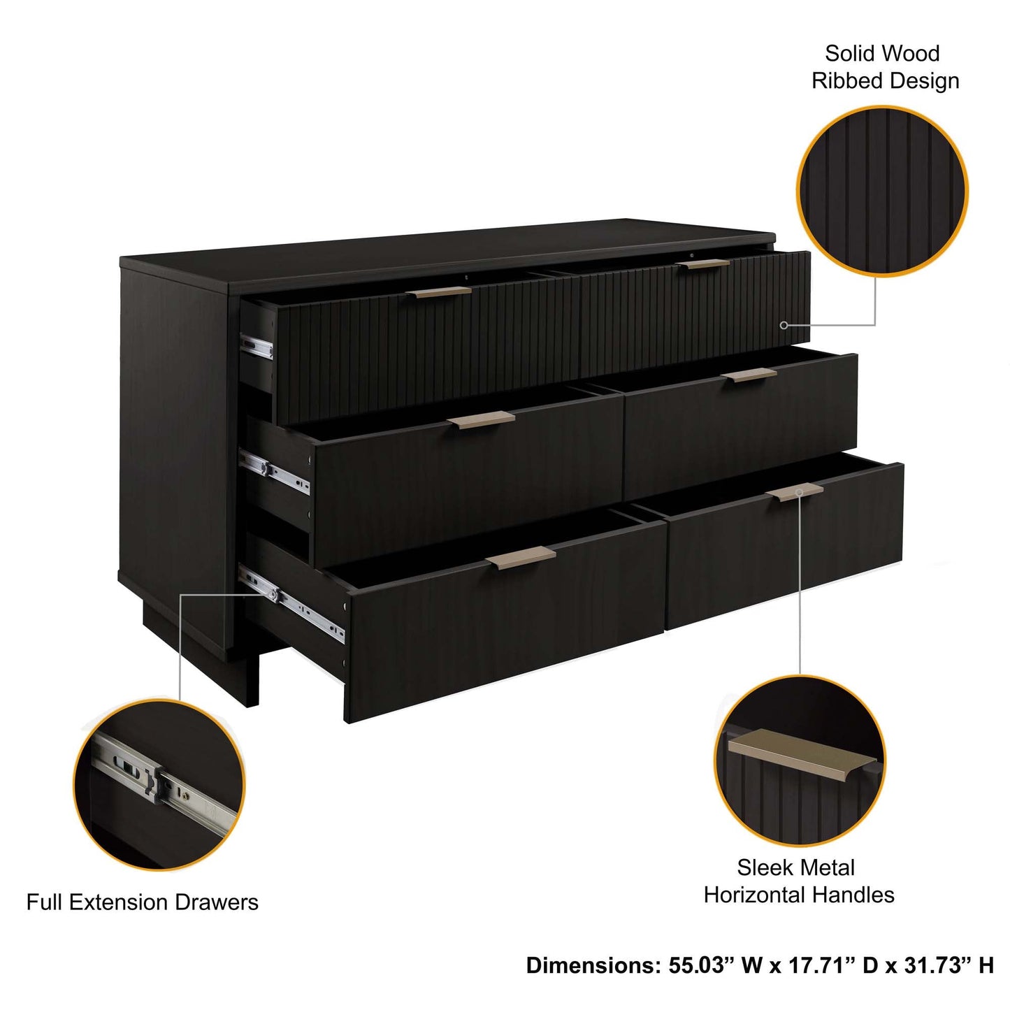 Manhattan Comfort 3-Piece Granville Dresser Set - Tall Narrow, Double Dresser, and Nightstand