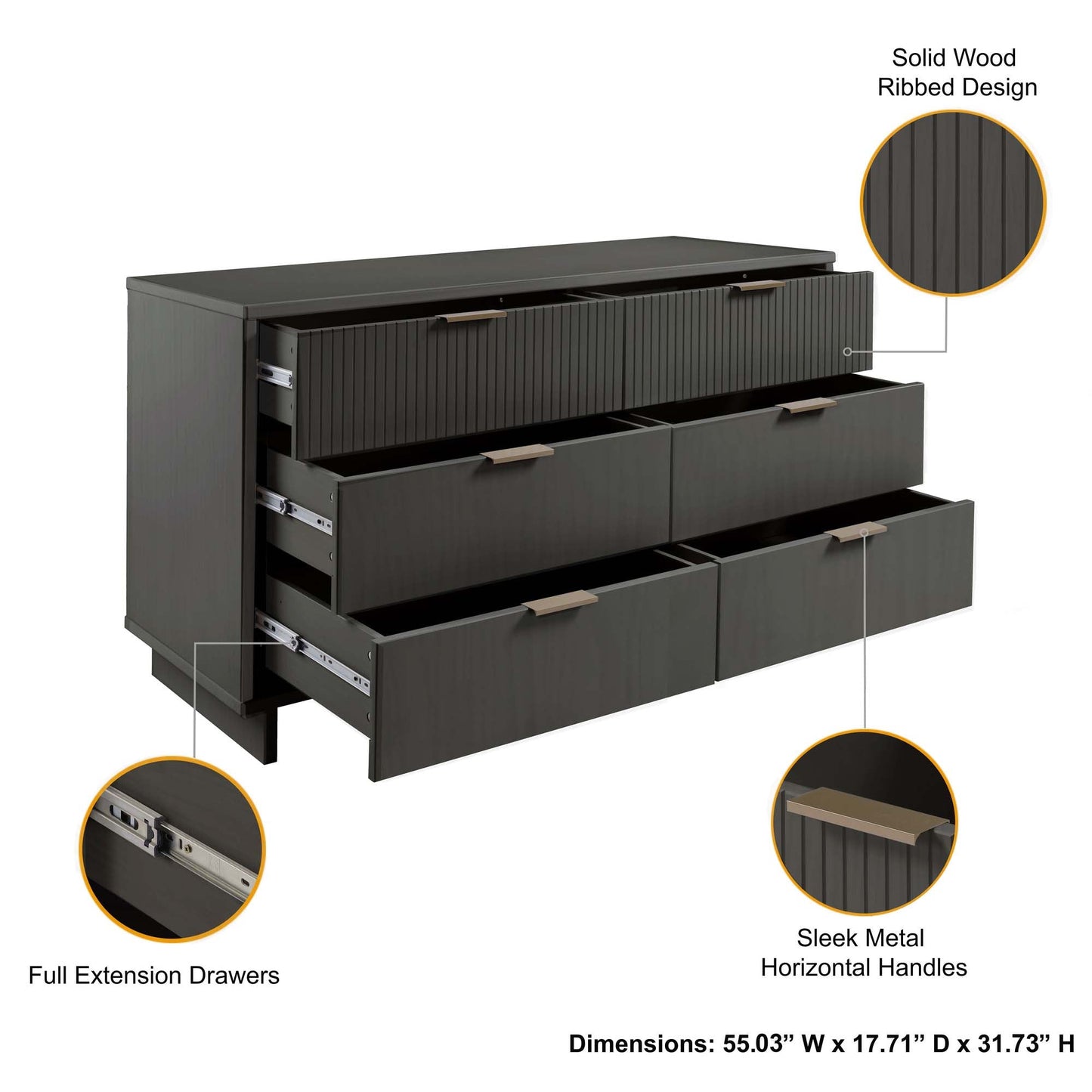 Manhattan Comfort 3-Piece Granville Dresser Set - Tall Narrow, Double Dresser, and Nightstand
