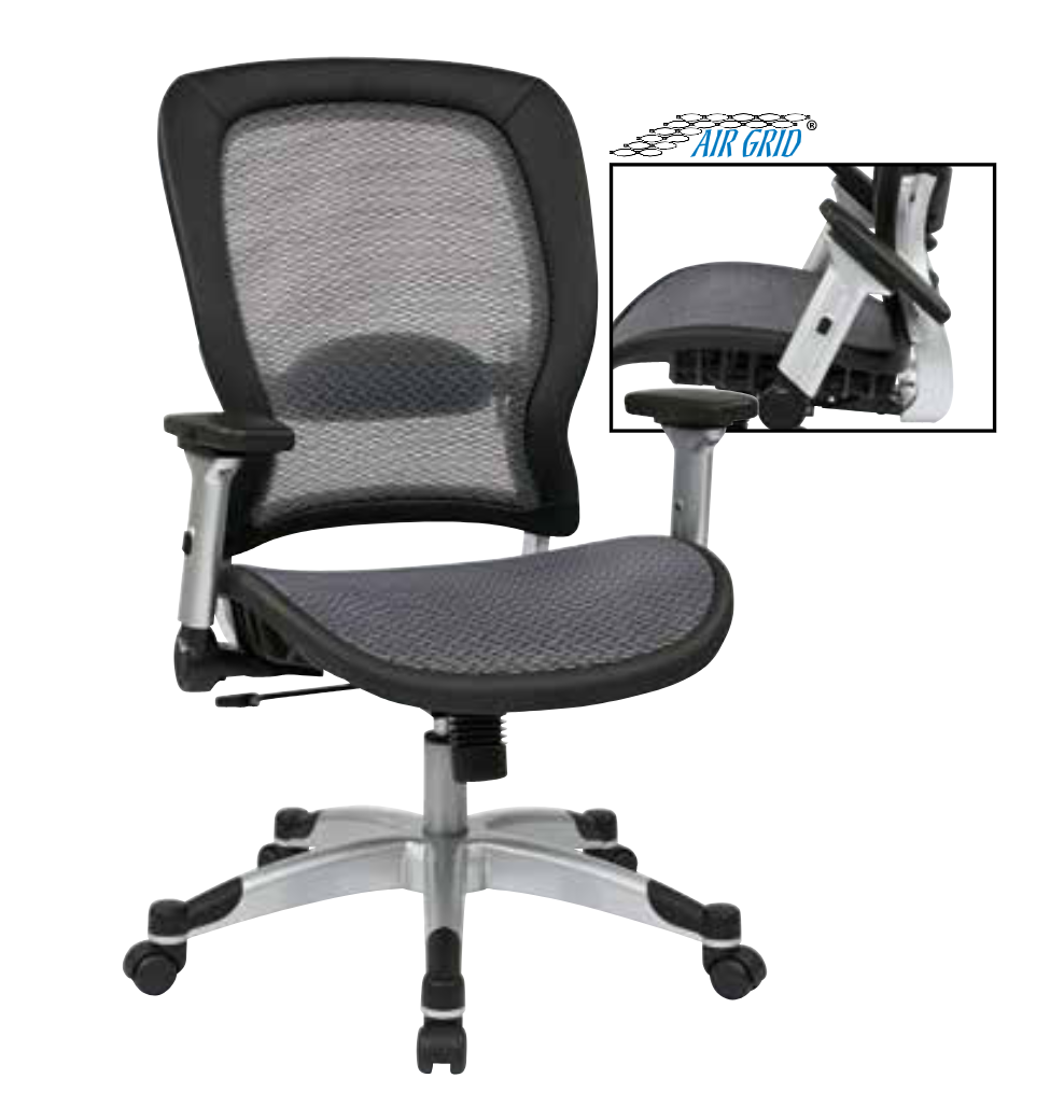 Light Air Grid® Seat and Back Chair with 4-Way Adjustable FlipArms, Adjustable/Optional Headrest and Platinum Coated Nylon Base