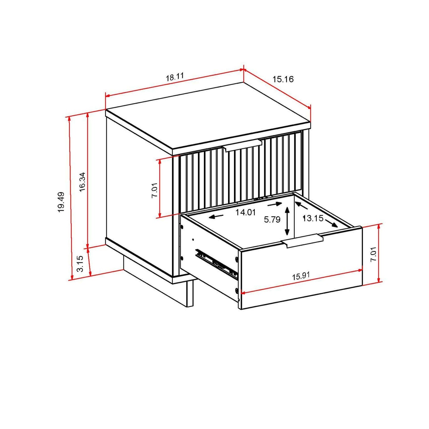 Manhattan Comfort Granville Nightstand 2.0