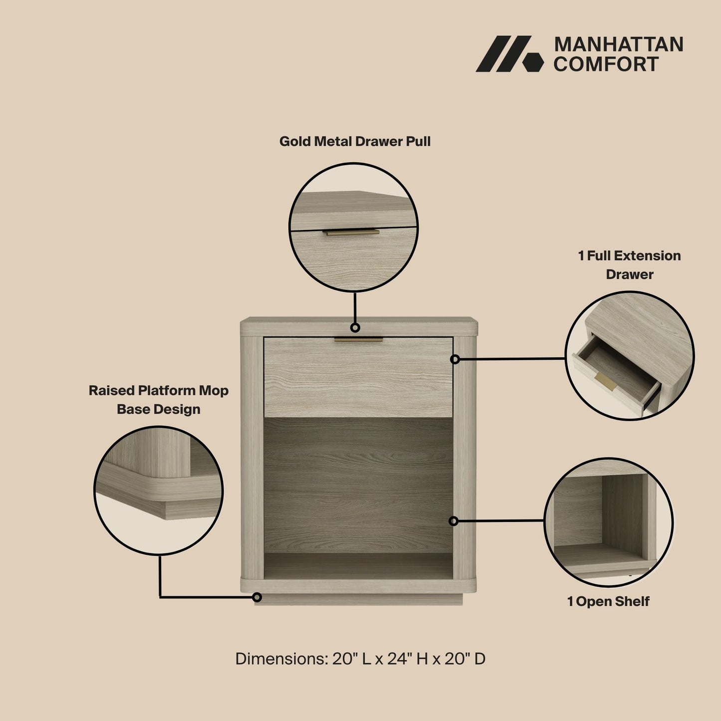 Manhattan Comfort Evelyn Nightstand