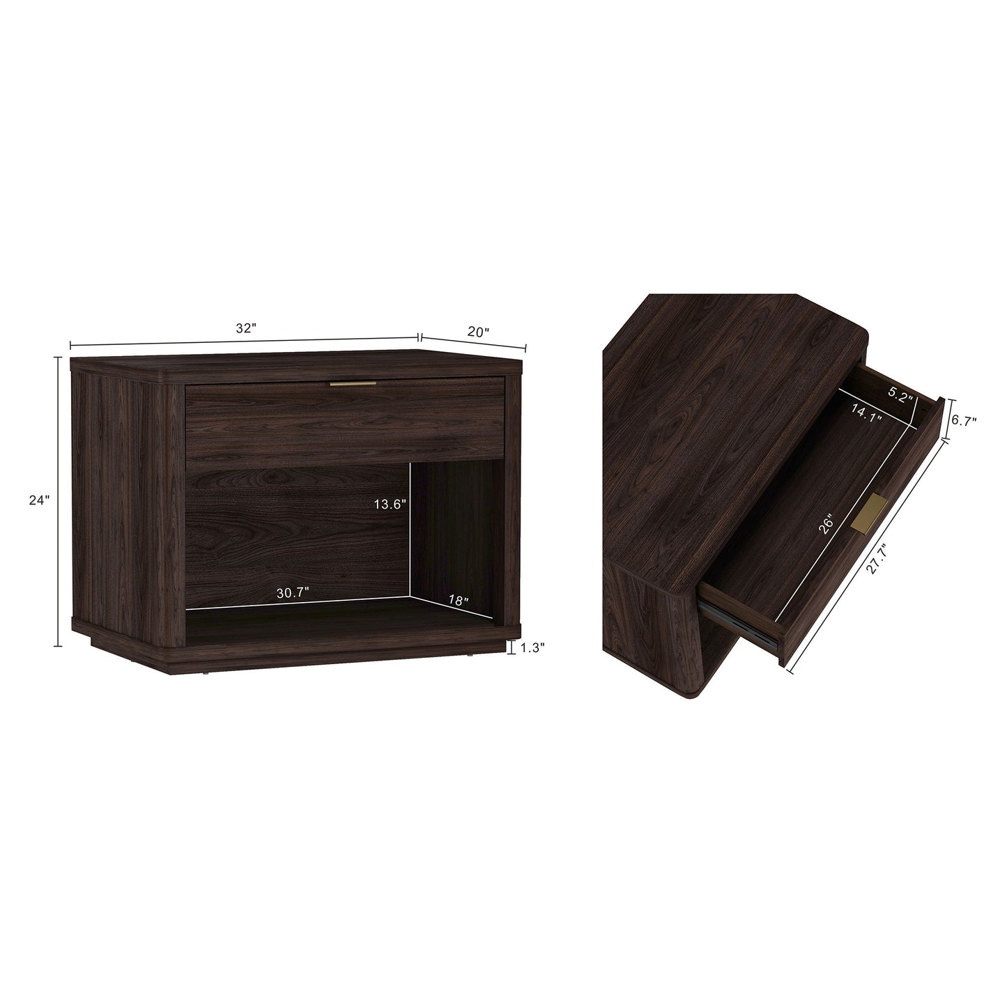 Manhattan Comfort Evelyn 32" Nightstand 2.0