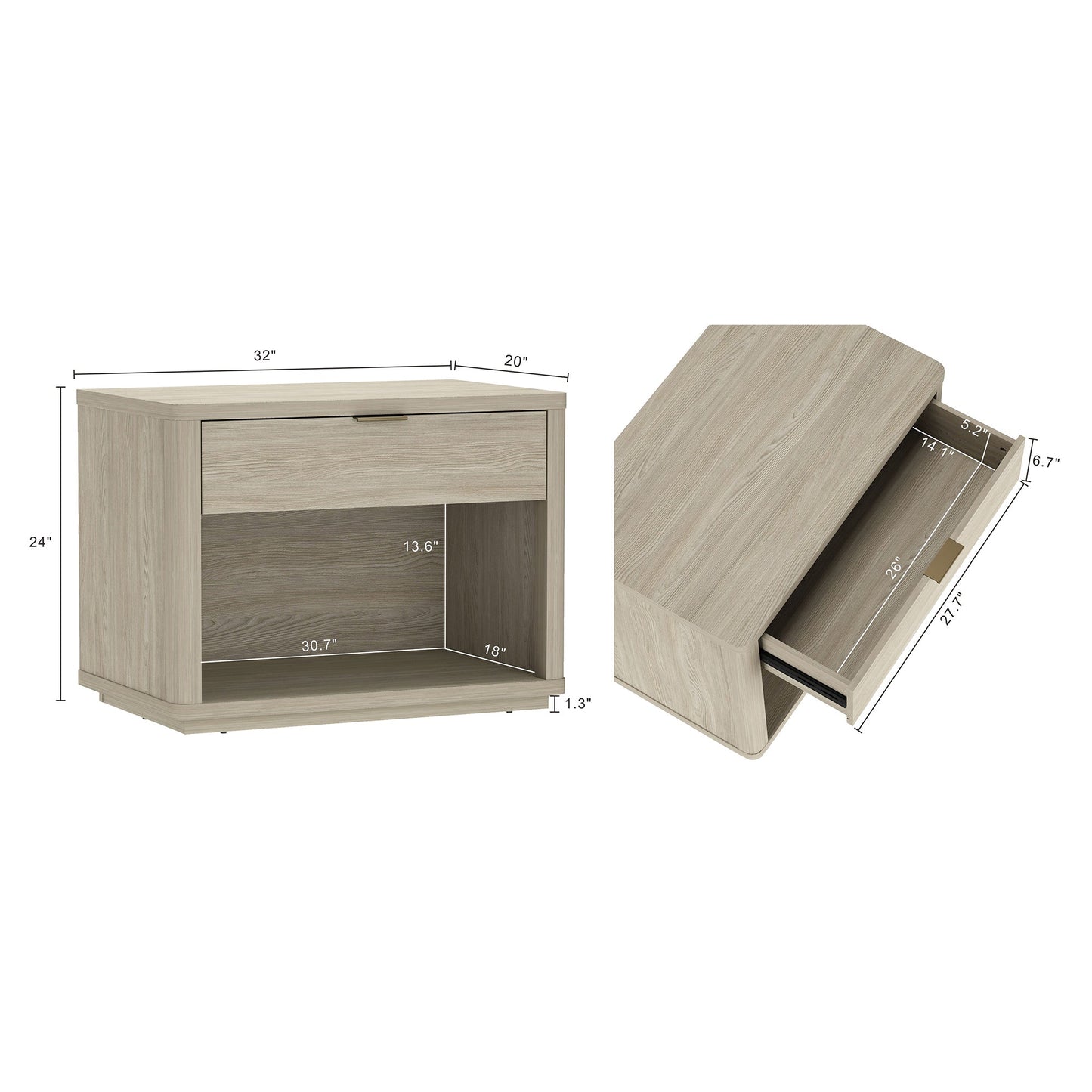 Manhattan Comfort Evelyn 32" Nightstand 2.0