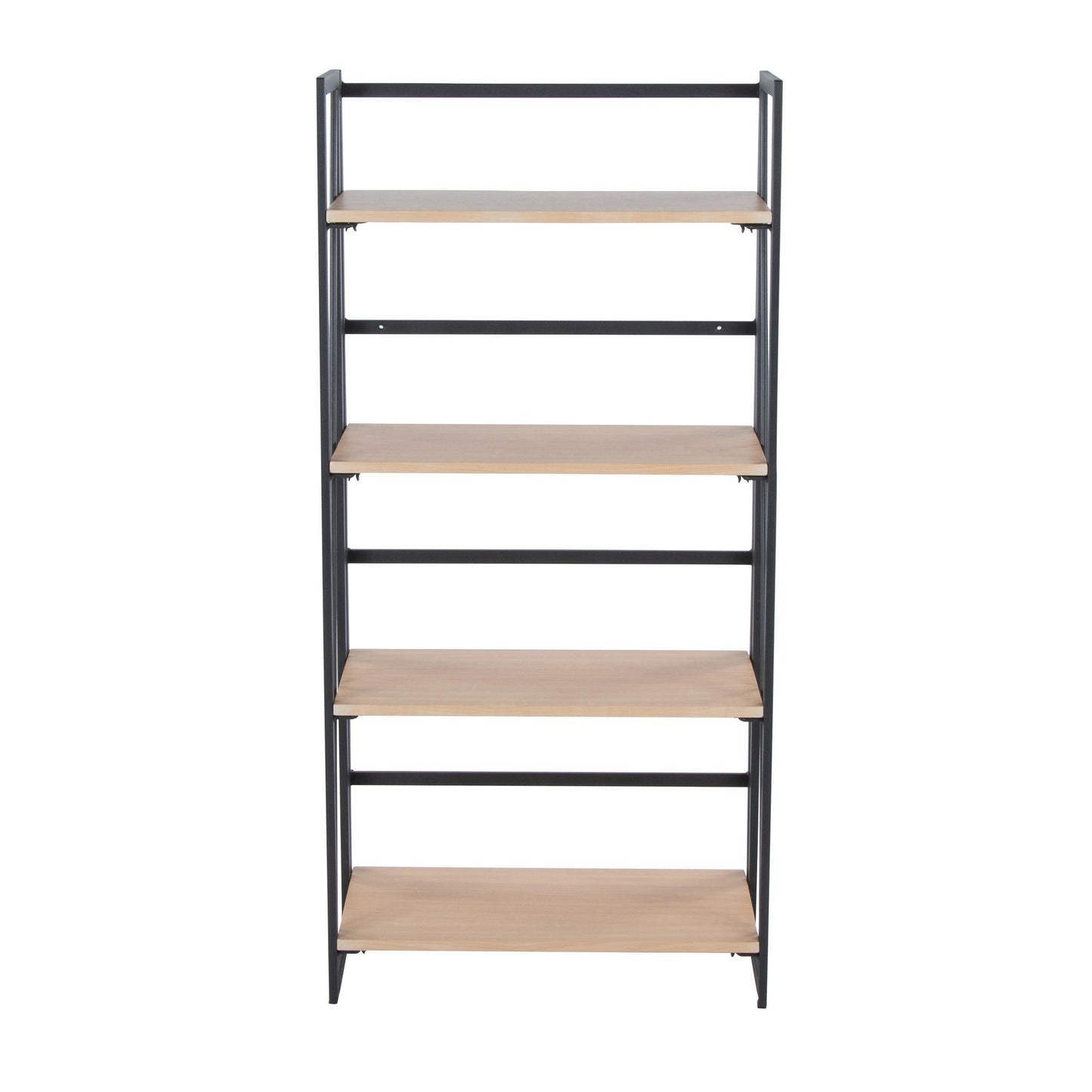 Majestic Office Furniture Contemporary Bookcase in Black Painted Metal and Natural Wood