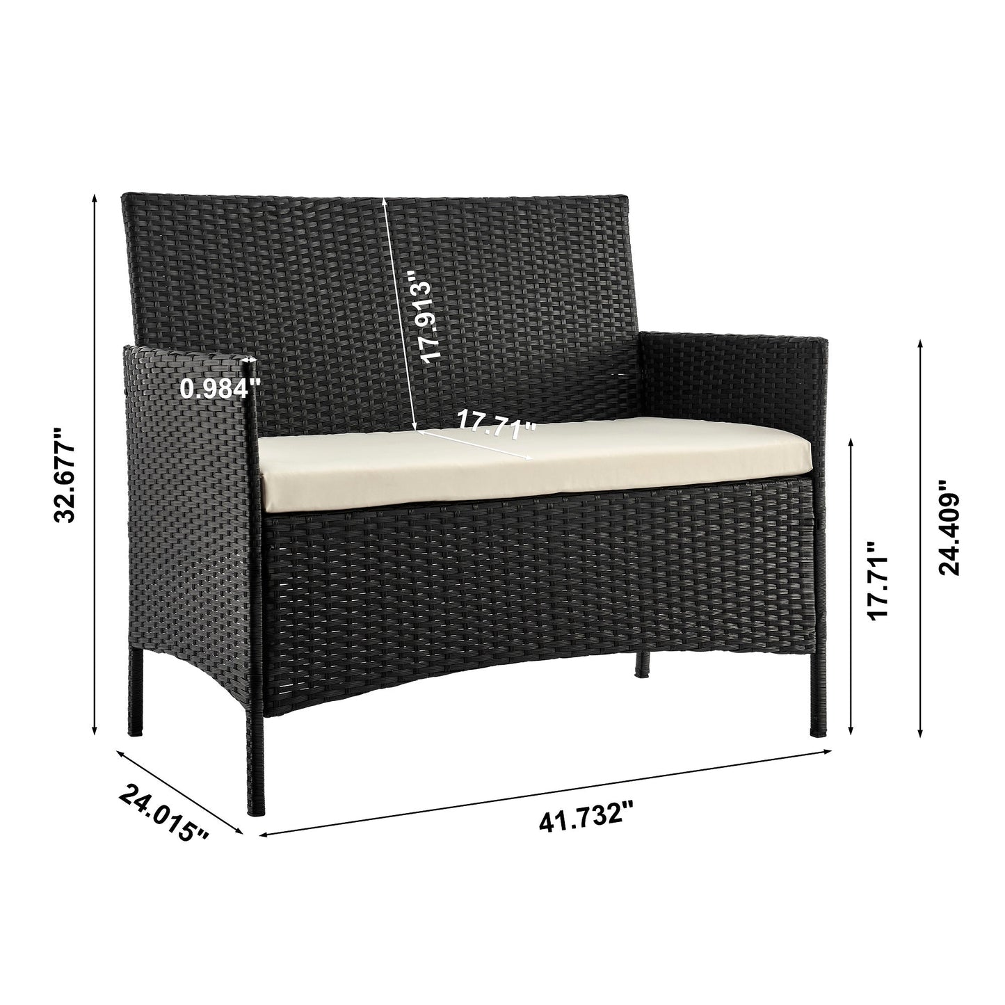 Manhattan Comfort 4-Piece Imperia Patio 4- Person Conversation Set with Coffee Table