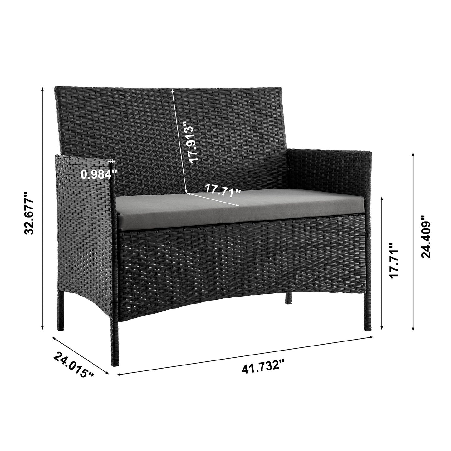 Manhattan Comfort 4-Piece Imperia Patio 4- Person Conversation Set with Coffee Table