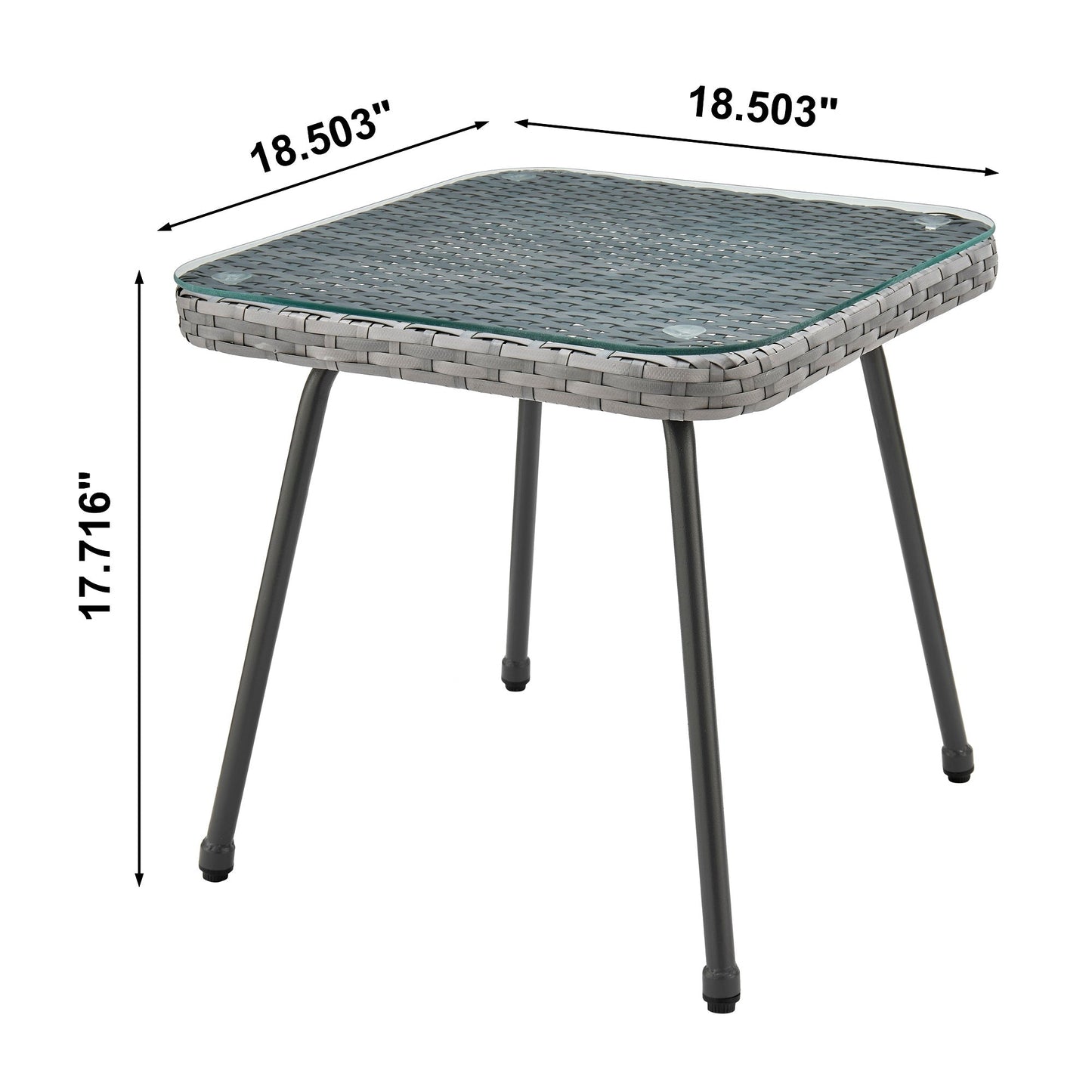 Manhattan Comfort 3-Piece Cannes Patio 2- Person Seating Group with End Table