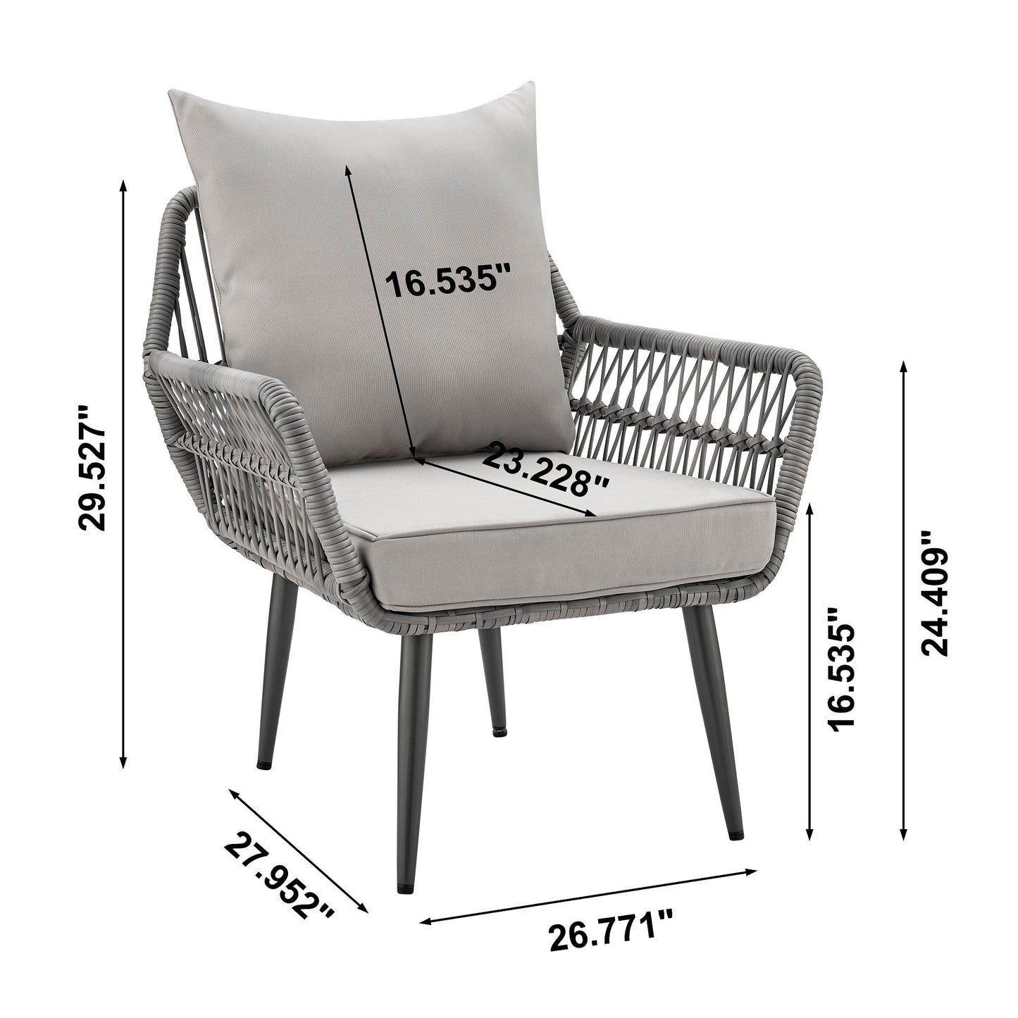 Manhattan Comfort 3-Piece Cannes Patio 2- Person Seating Group with End Table