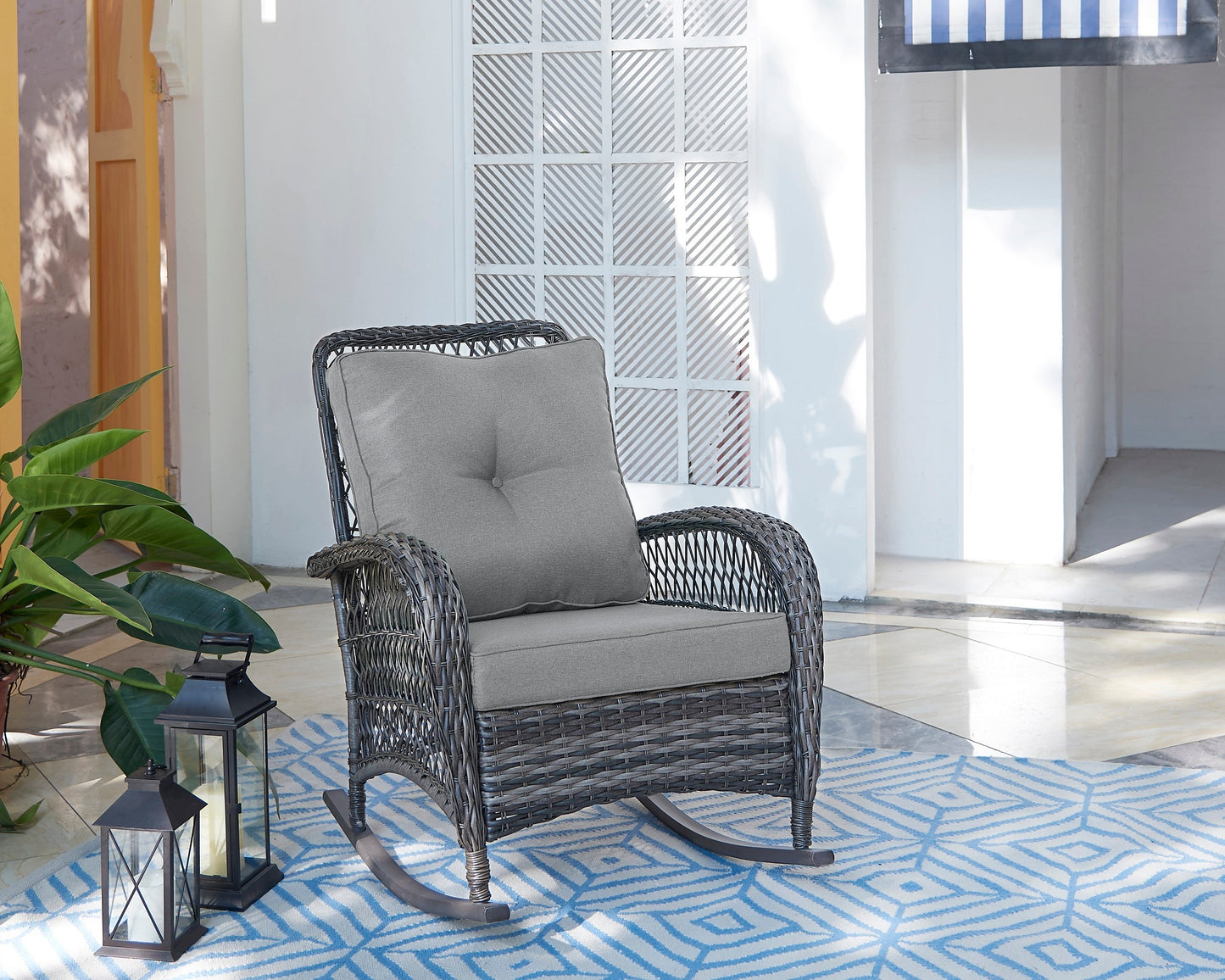 Manhattan Comfort Fruttuo Patio Rocking Chair