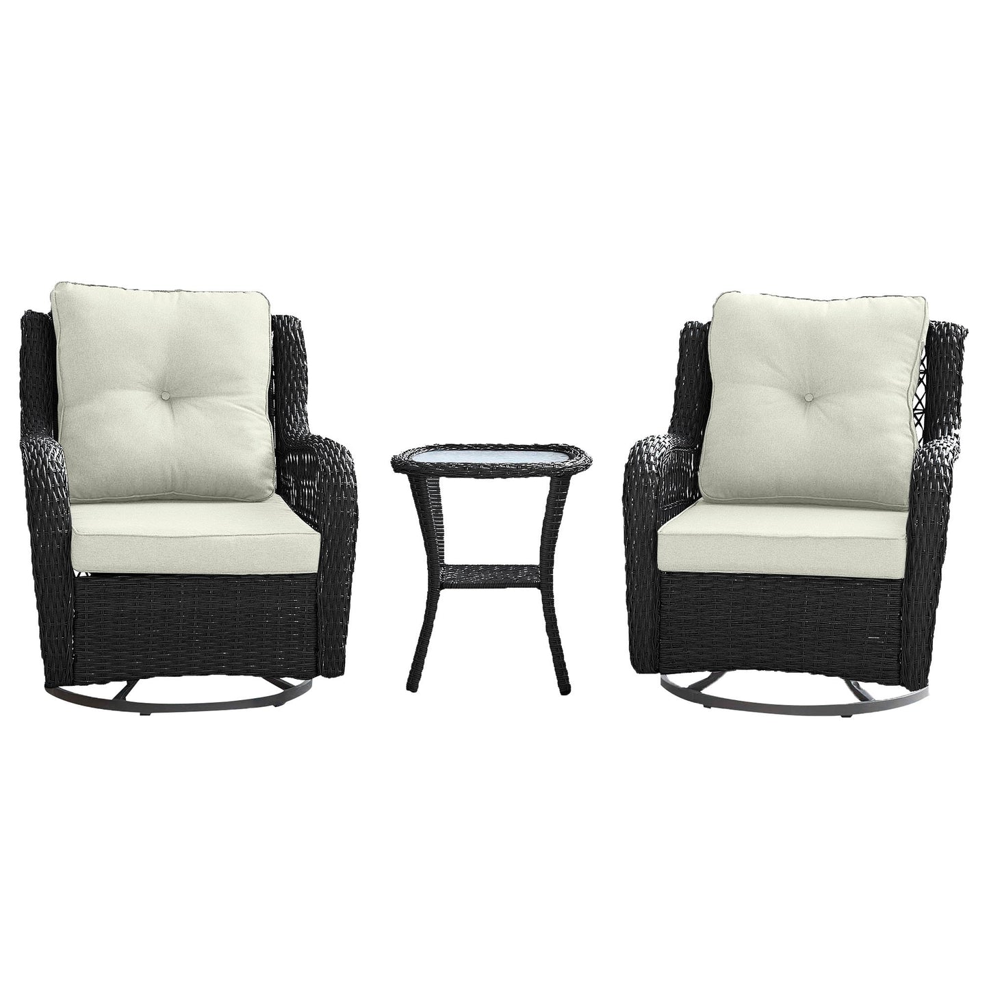 Manhattan Comfort 3-Piece Fruttuo Patio 2- Person Seating Group with End Table