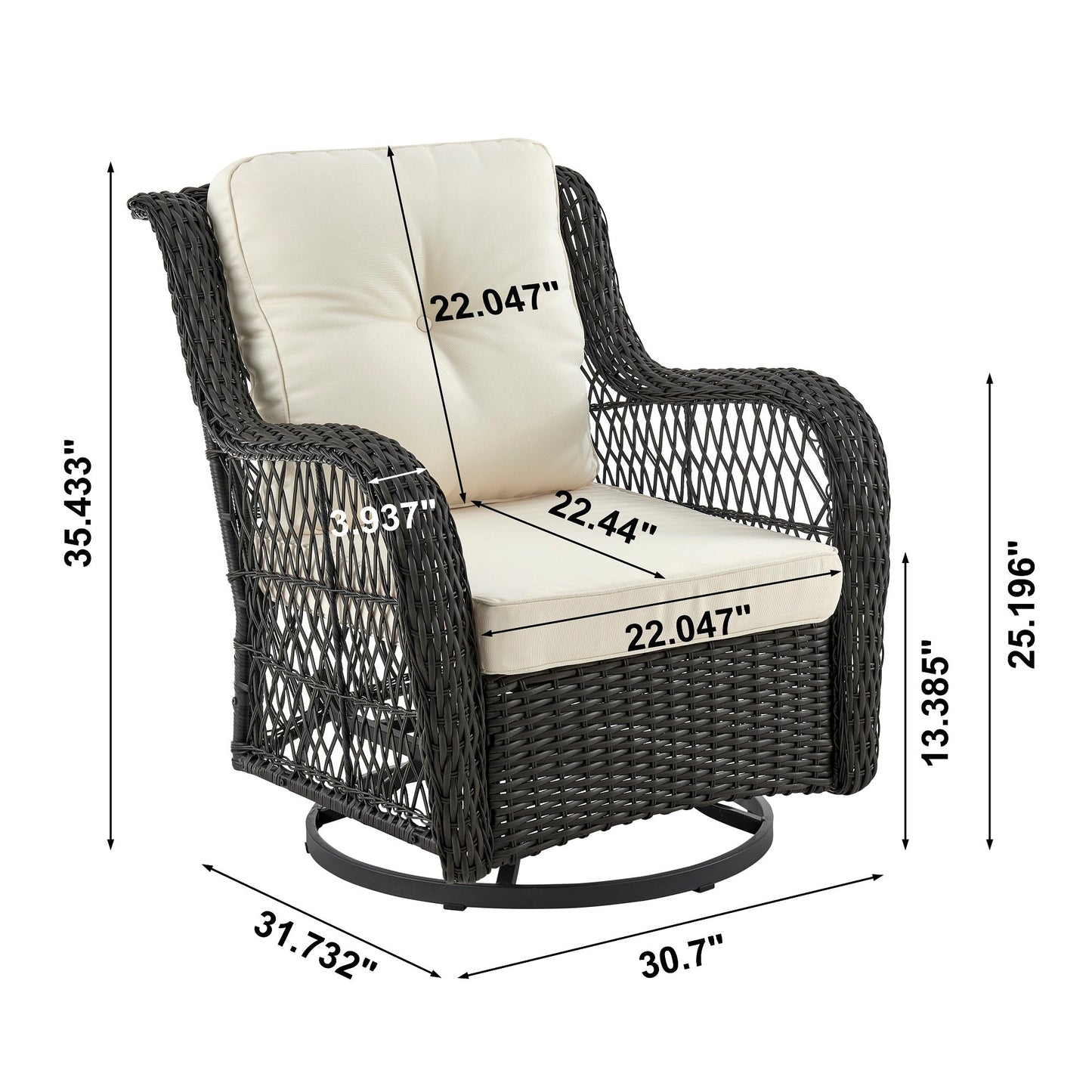 Manhattan Comfort 3-Piece Fruttuo Patio 2- Person Seating Group with End Table