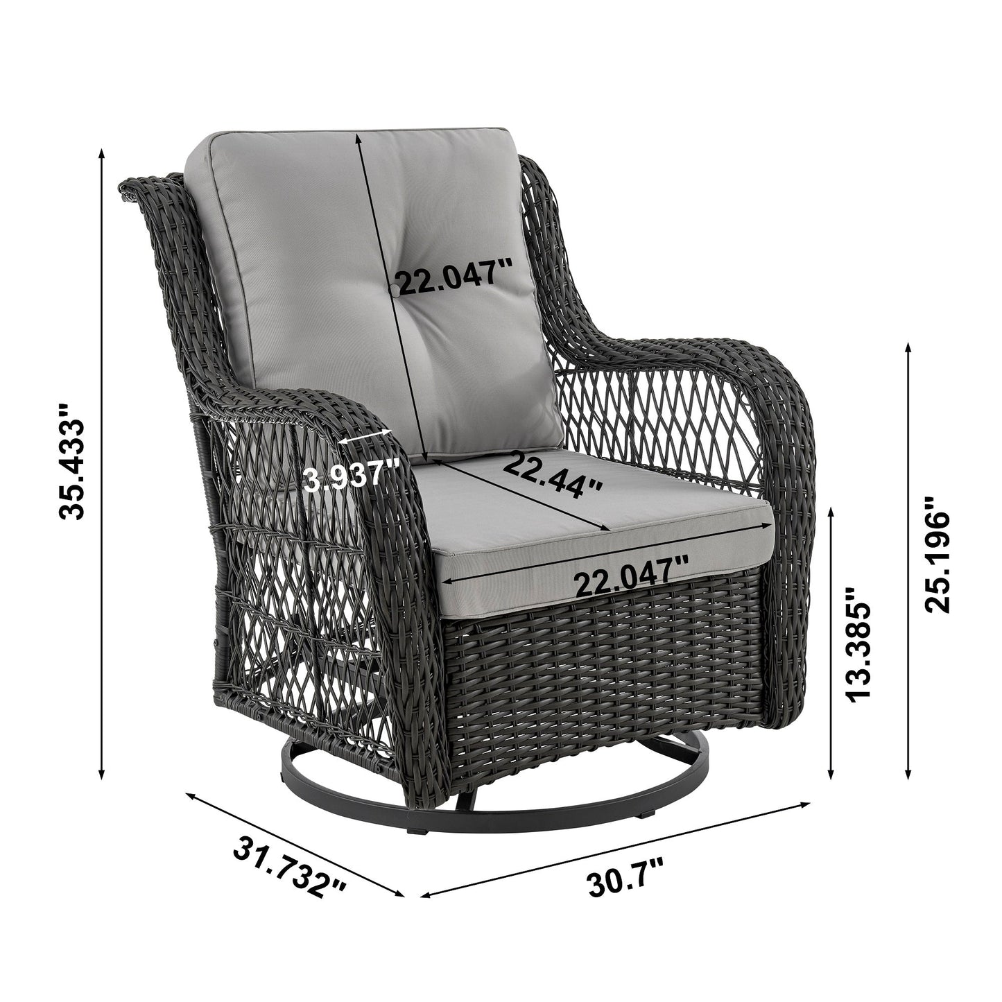 Manhattan Comfort 3-Piece Fruttuo Patio 2- Person Seating Group with End Table
