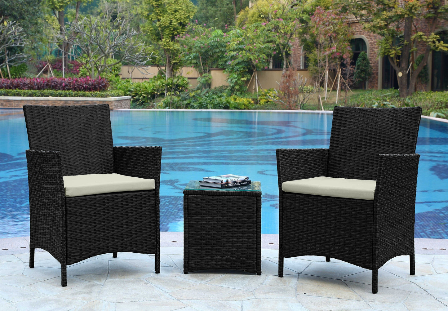 Manhattan Comfort 3-Piece Imperia Patio 2- Person Seating Group with End Table