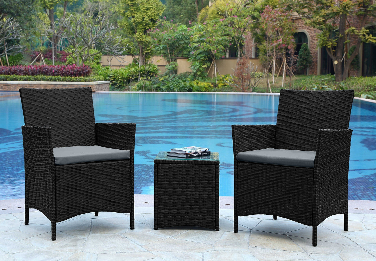 Manhattan Comfort 3-Piece Imperia Patio 2- Person Seating Group with End Table