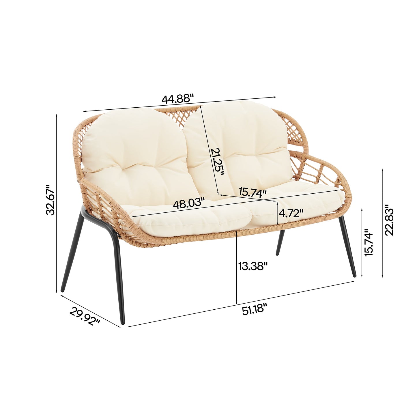 Manhattan Comfort 4-Piece Pine Patio Conversation Set