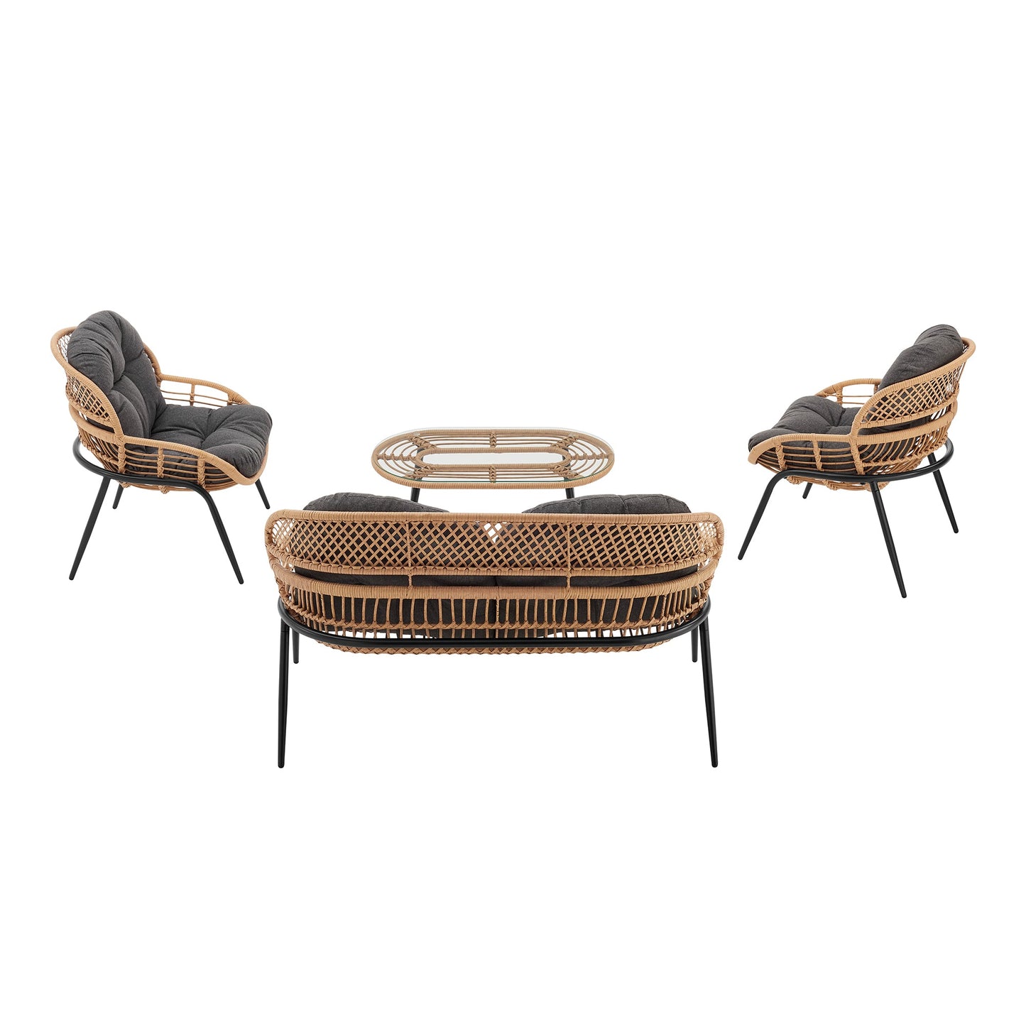 Manhattan Comfort 4-Piece Pine Patio Conversation Set