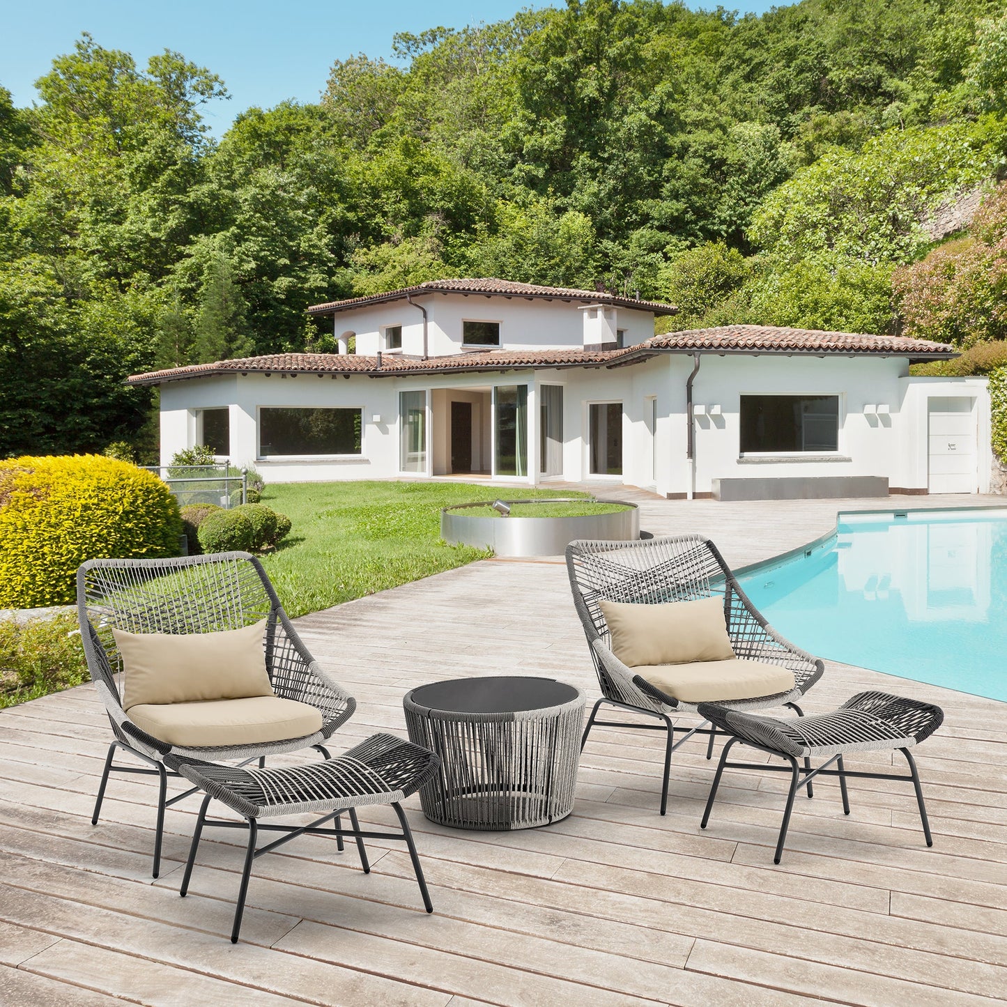 Manhattan Comfort 5-Piece Ashland Patio Conversation Set