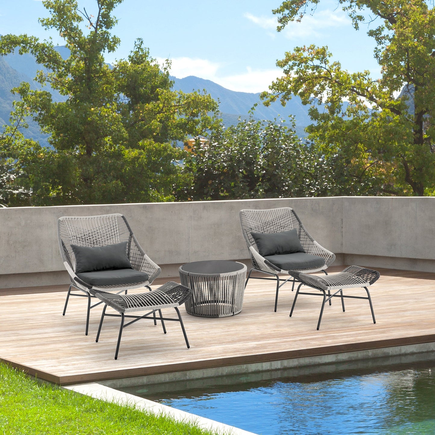 Manhattan Comfort 5-Piece Ashland Patio Conversation Set