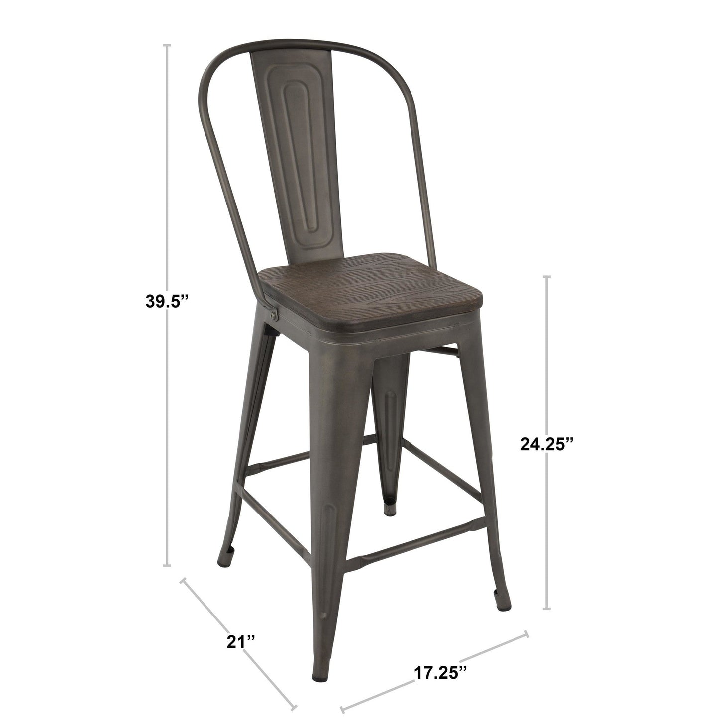 Majestic Office Furniture High Back 24" Fixed-Height Counter Stool - Set of 2